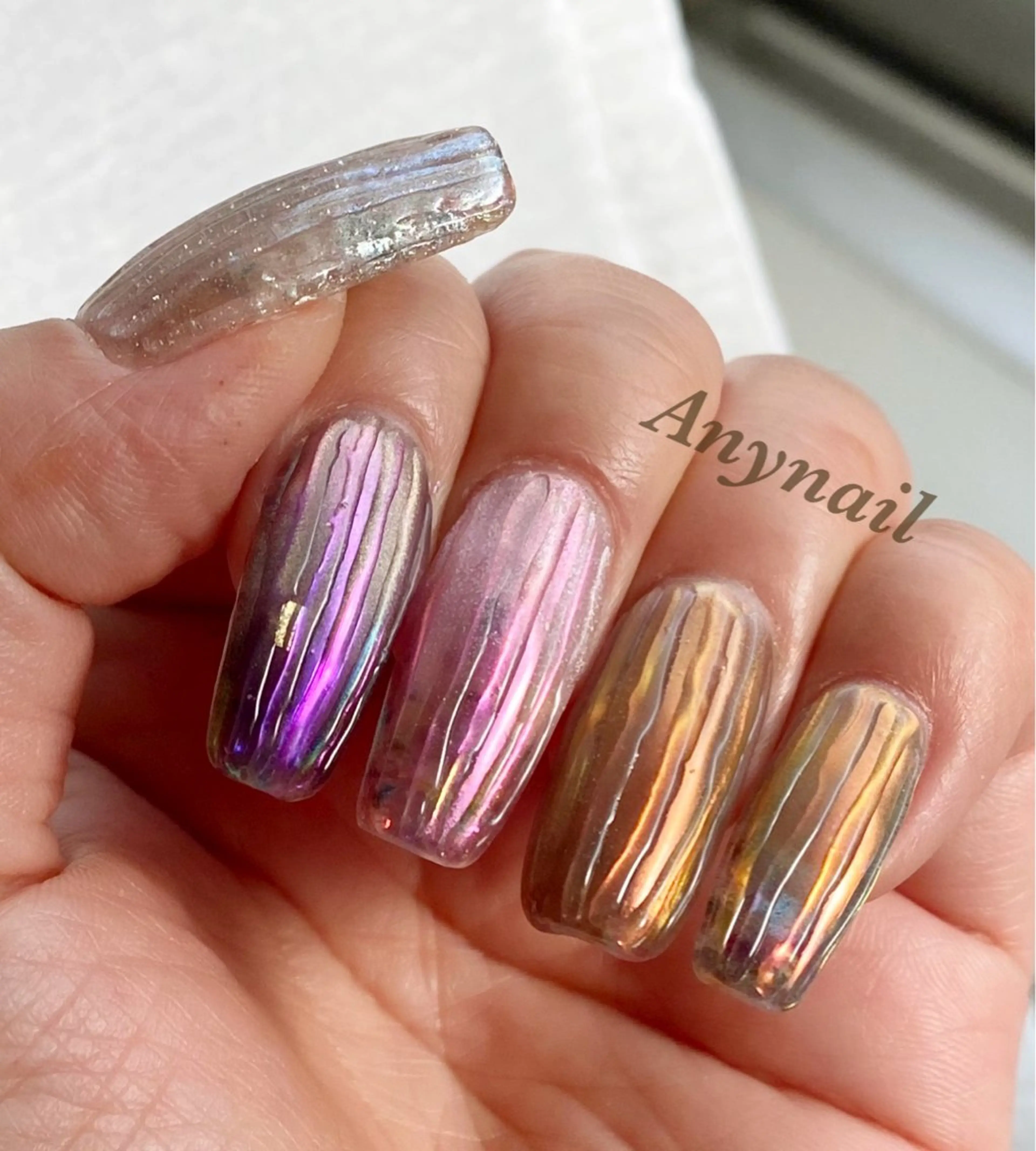 ネイル ブルー ジェルネイル マグネットネイル スカルプネイル 岩澤 恵子のネイルデザイン