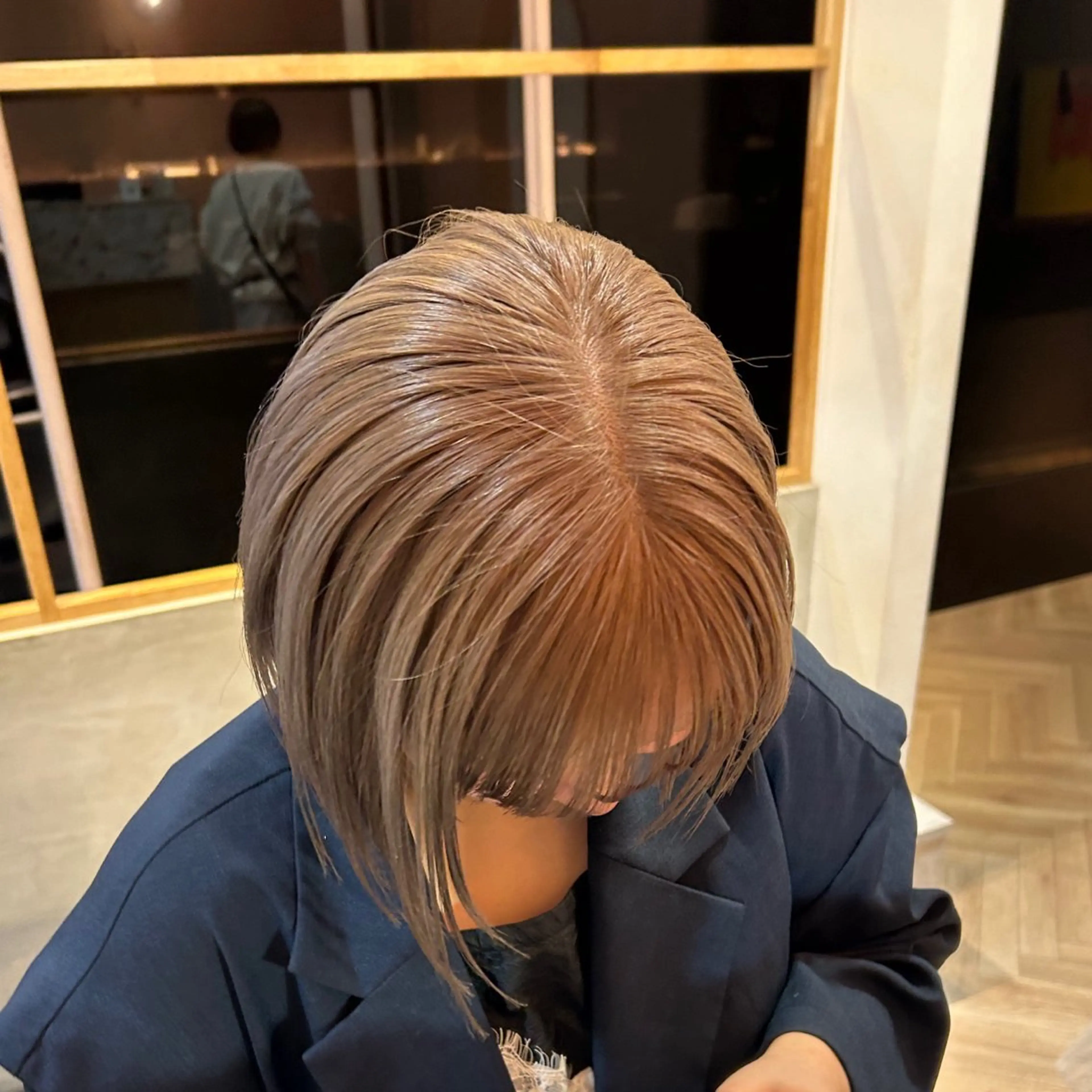 ロング カラー ヘアカラー オリーブ/ 透明感カラー/れいあのヘアスタイル