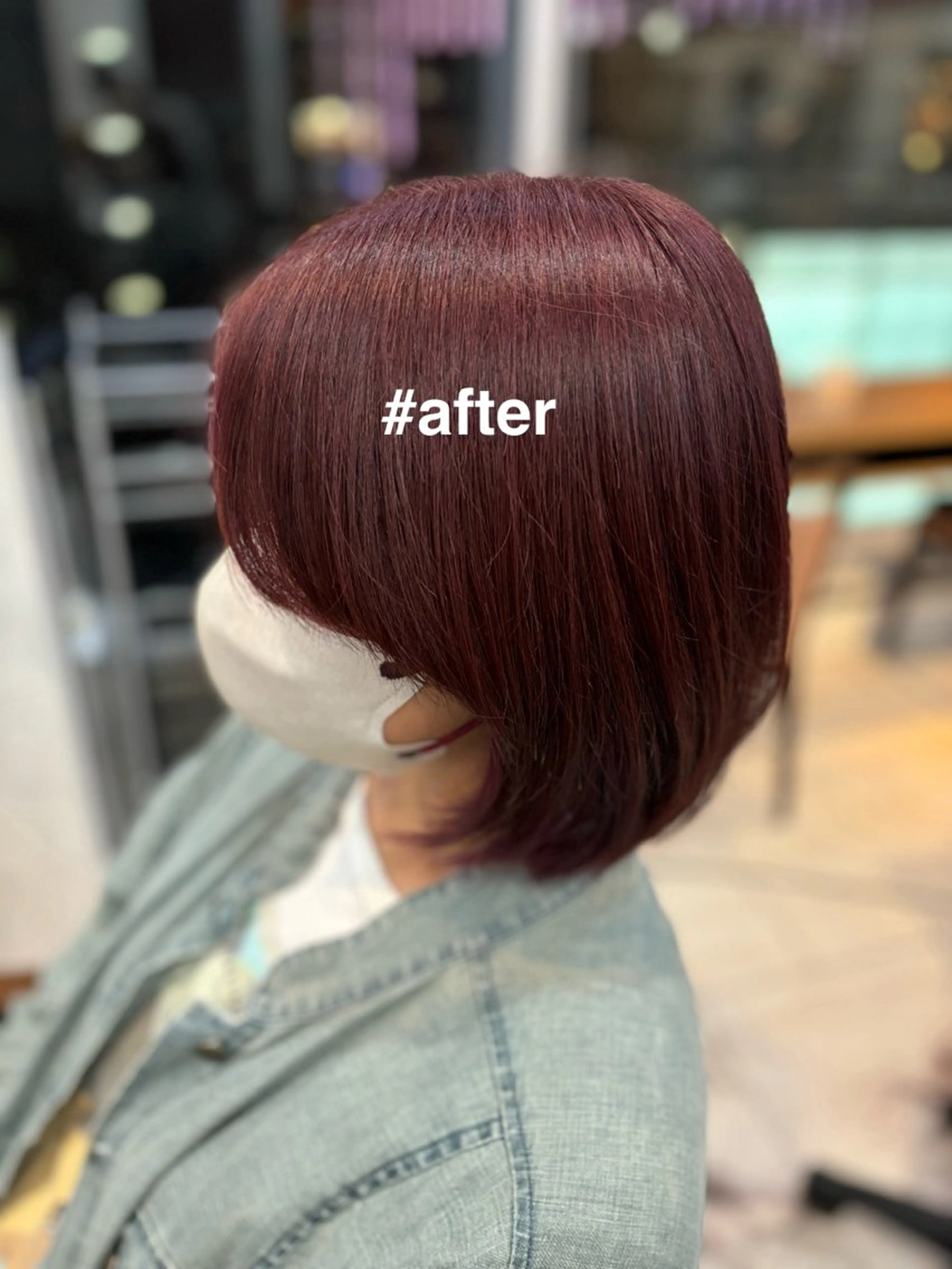 カラー ブリーチ ダブルカラー ブリーチなしカラー レッドカラー ボブ/ミディアム 親しみやすさ/さくらのヘアスタイル