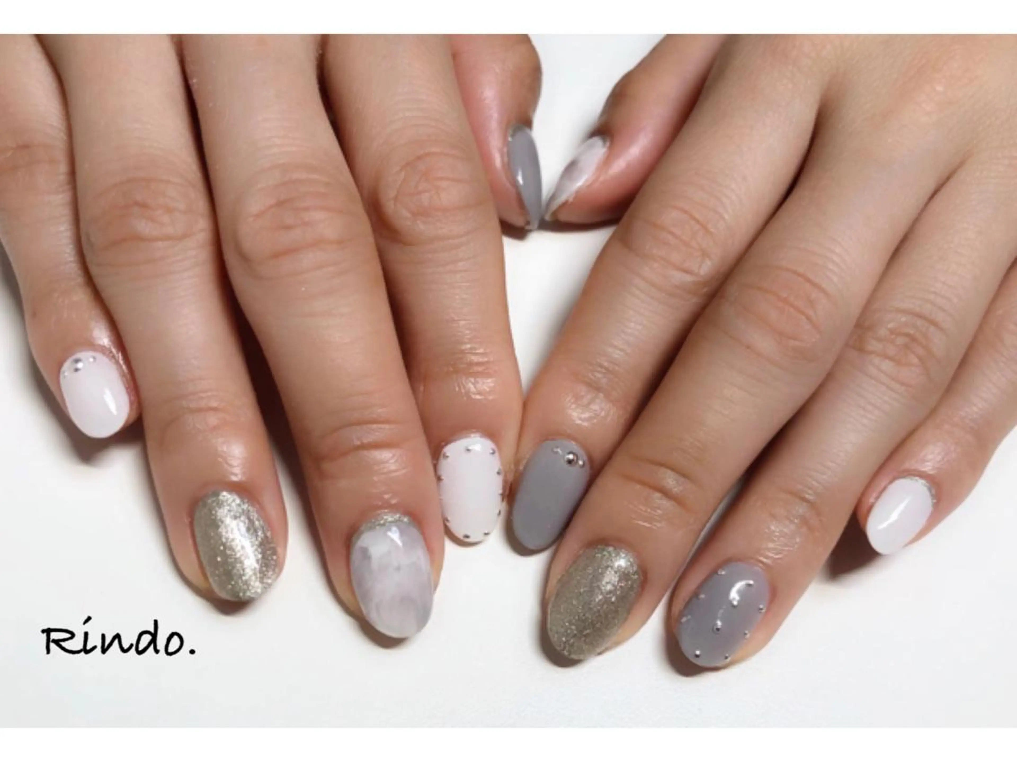 ネイル シルバー シンプルネイル ハンドネイル Rindo.ネイル ♡耳つぼジュエリーのその他イメージ