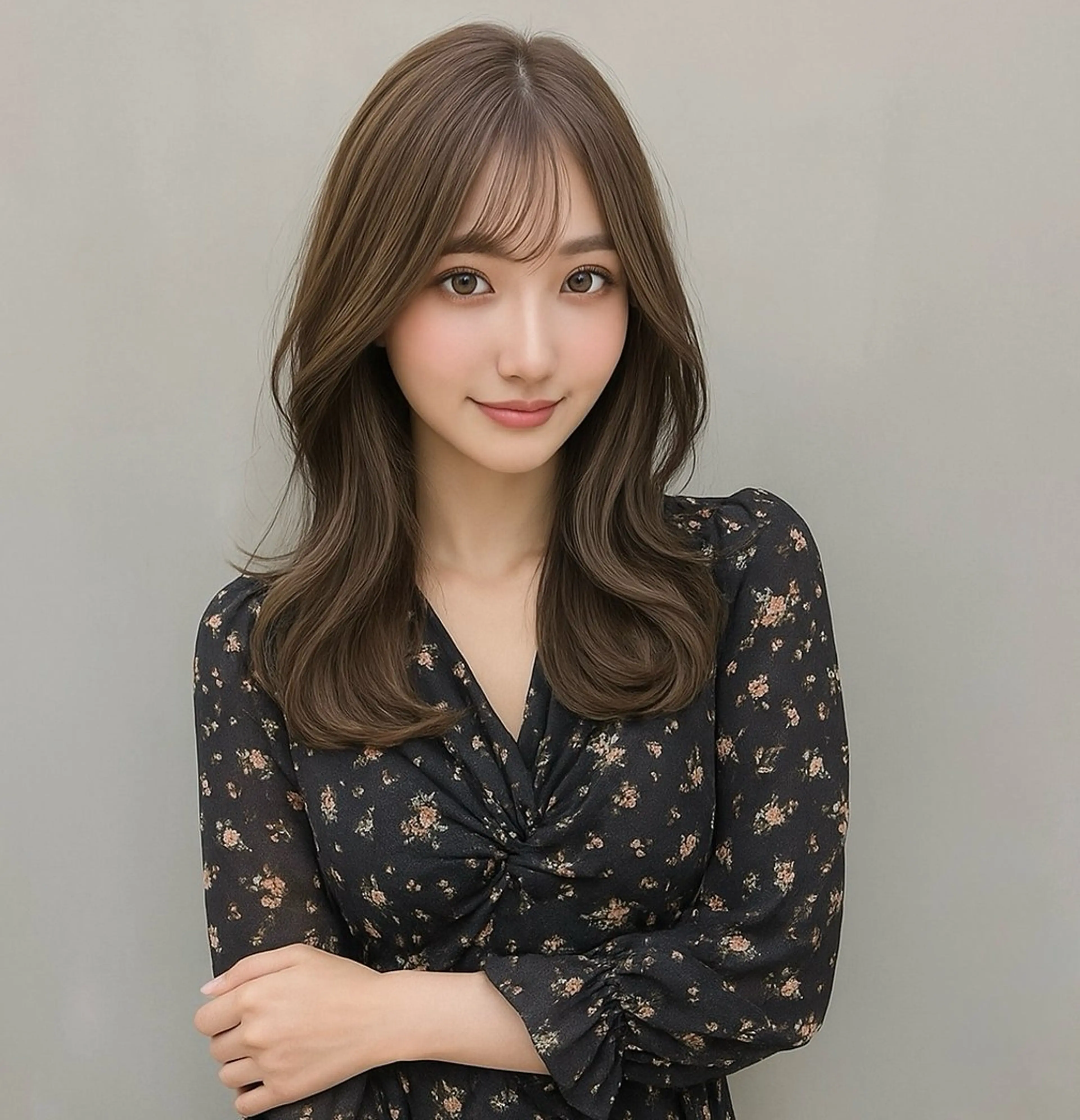 セミロング カラー アッシュ ベージュカラー 顔周りの似合わせ特化 井手麻梨栄のヘアスタイル