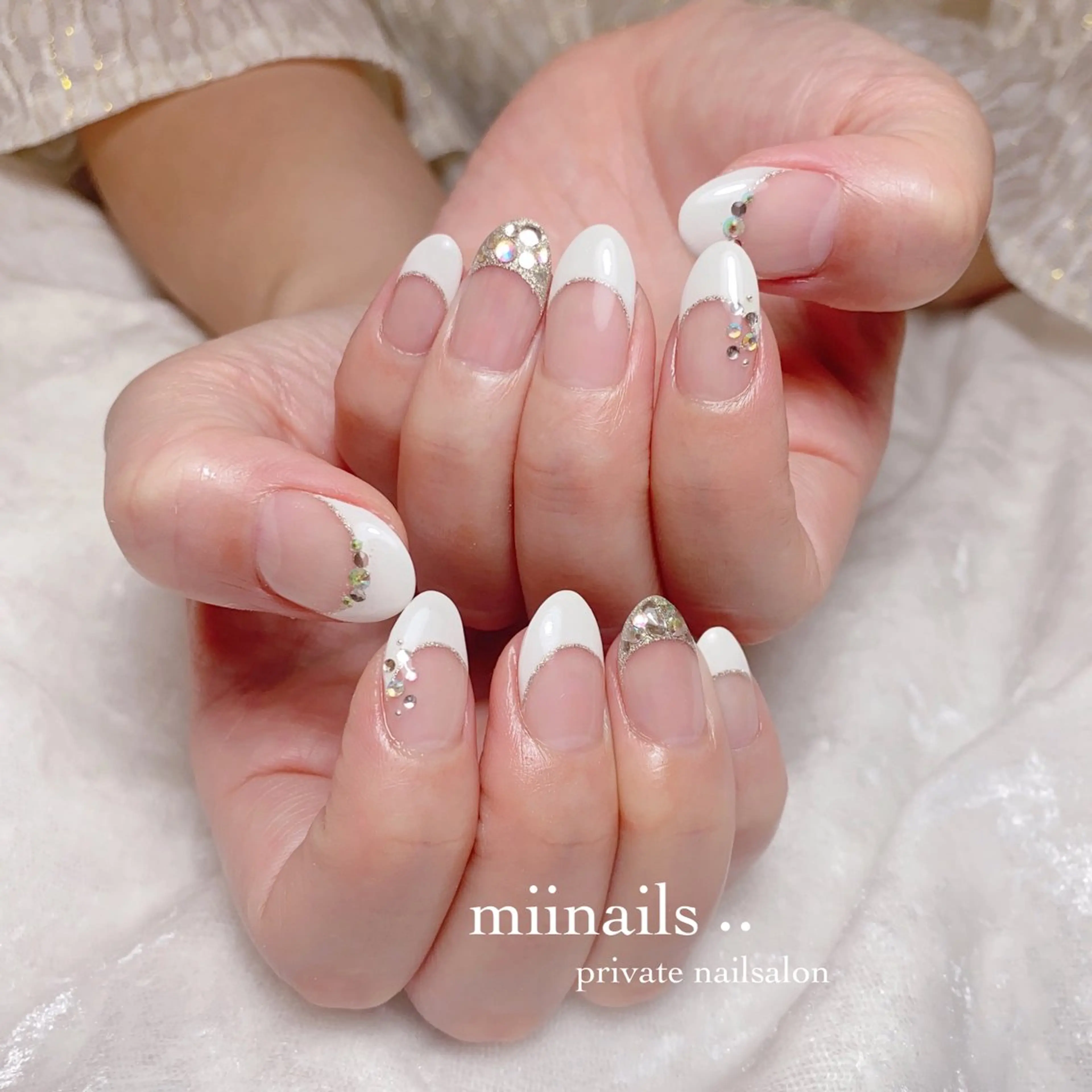 ネイル フレンチネイル 韓国ネイル ワンホンネイル ハンドネイル nailsalon miinailsのネイルデザイン
