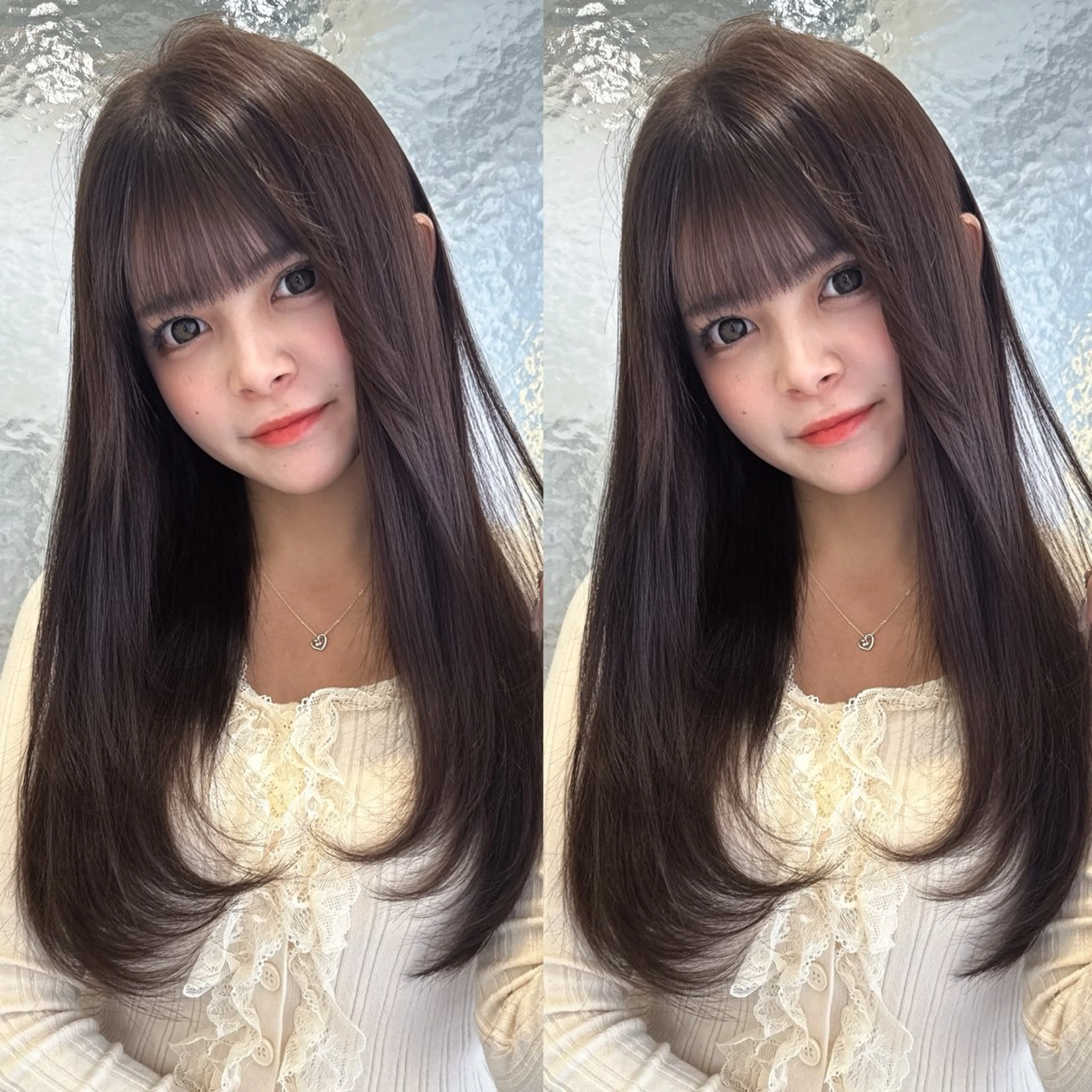 ロング オリーブカラー 長谷川のヘアスタイル