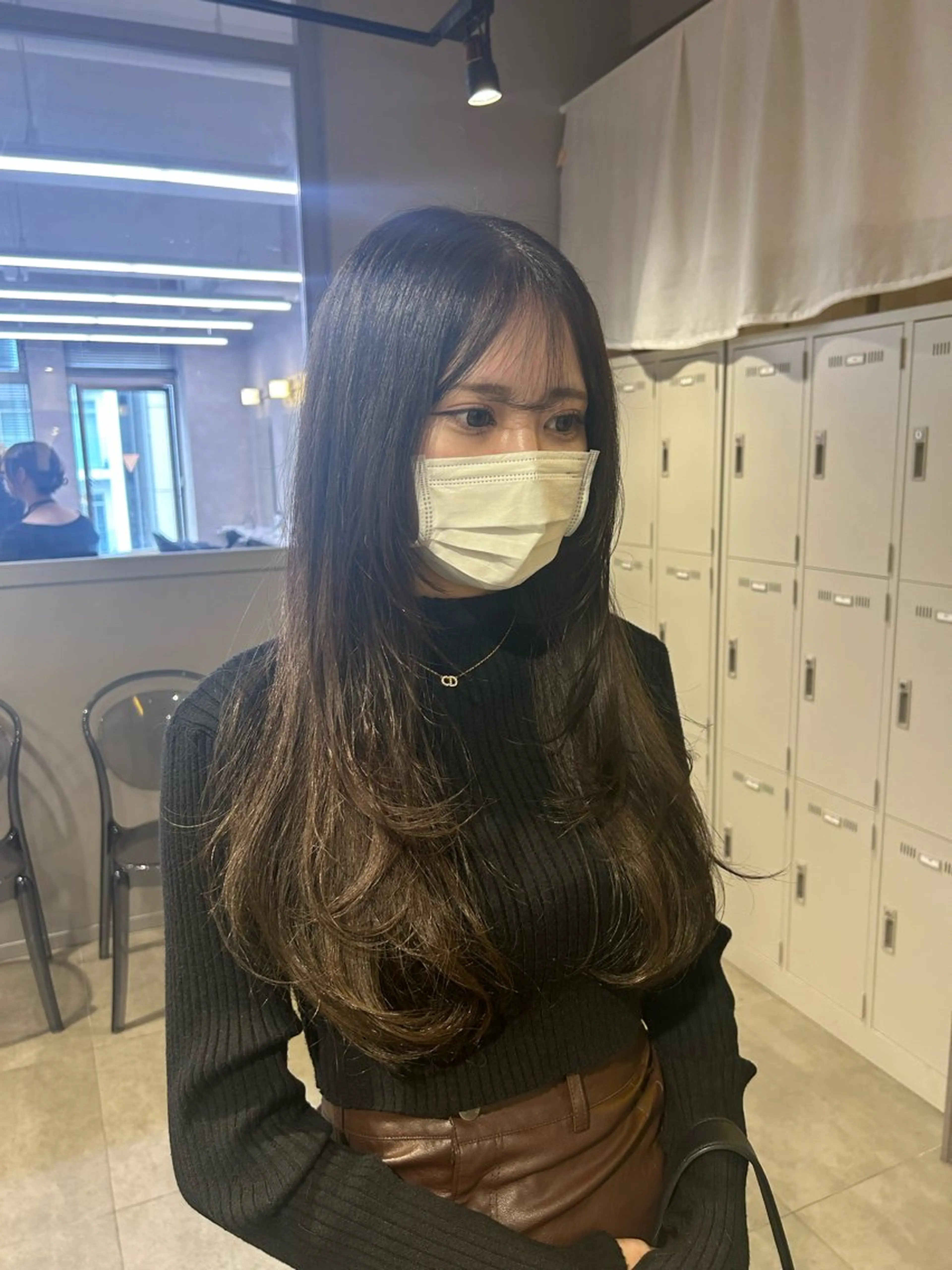 ロング カラー パーマ ヘアアレンジ メンズ キッズ カット ヘアカラー トリートメント ヘアセット ブリーチなしカラー/ ブラウン/レイヤーのヘアスタイル