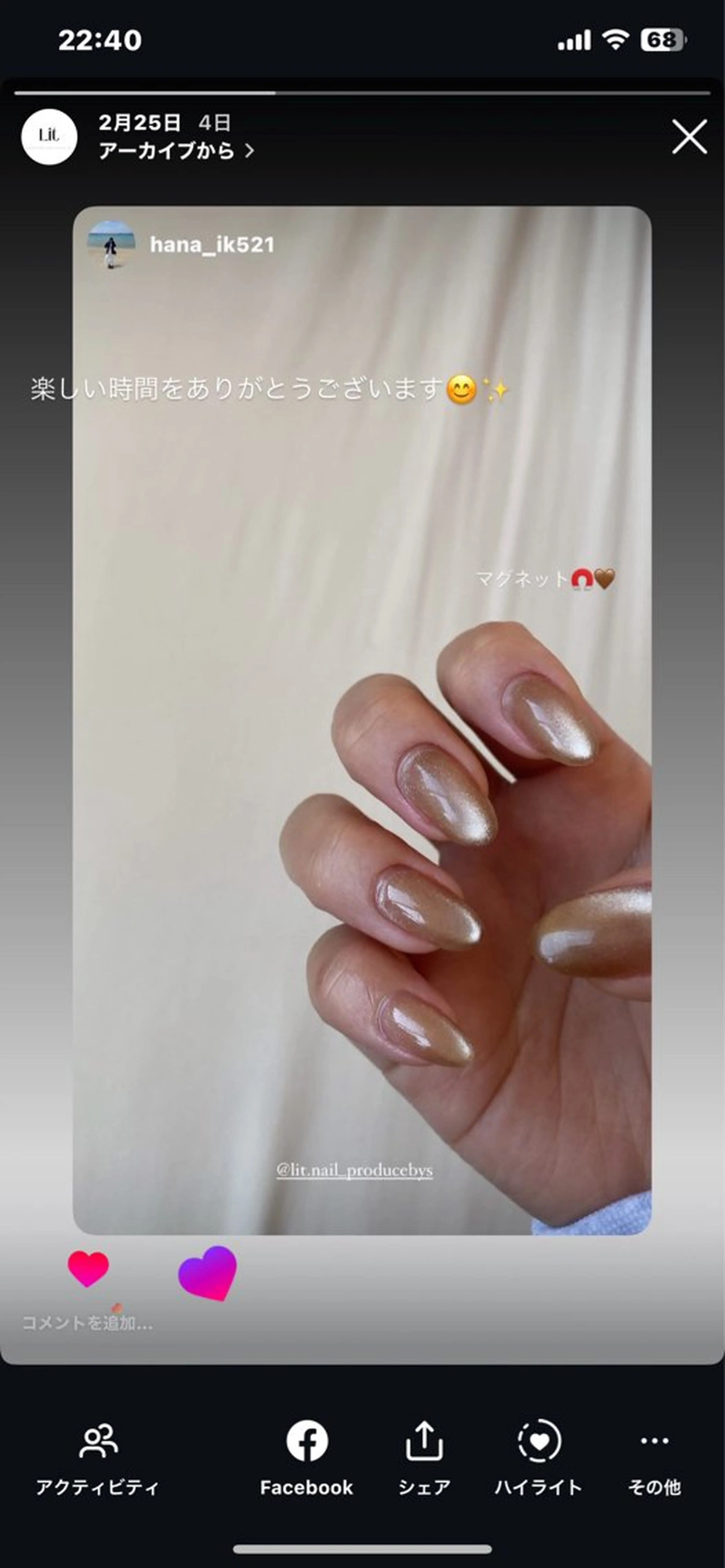 ネイル ブラウン マグネットネイル Ｌｉｔ所属・Ｌｉｔ .のネイルデザイン