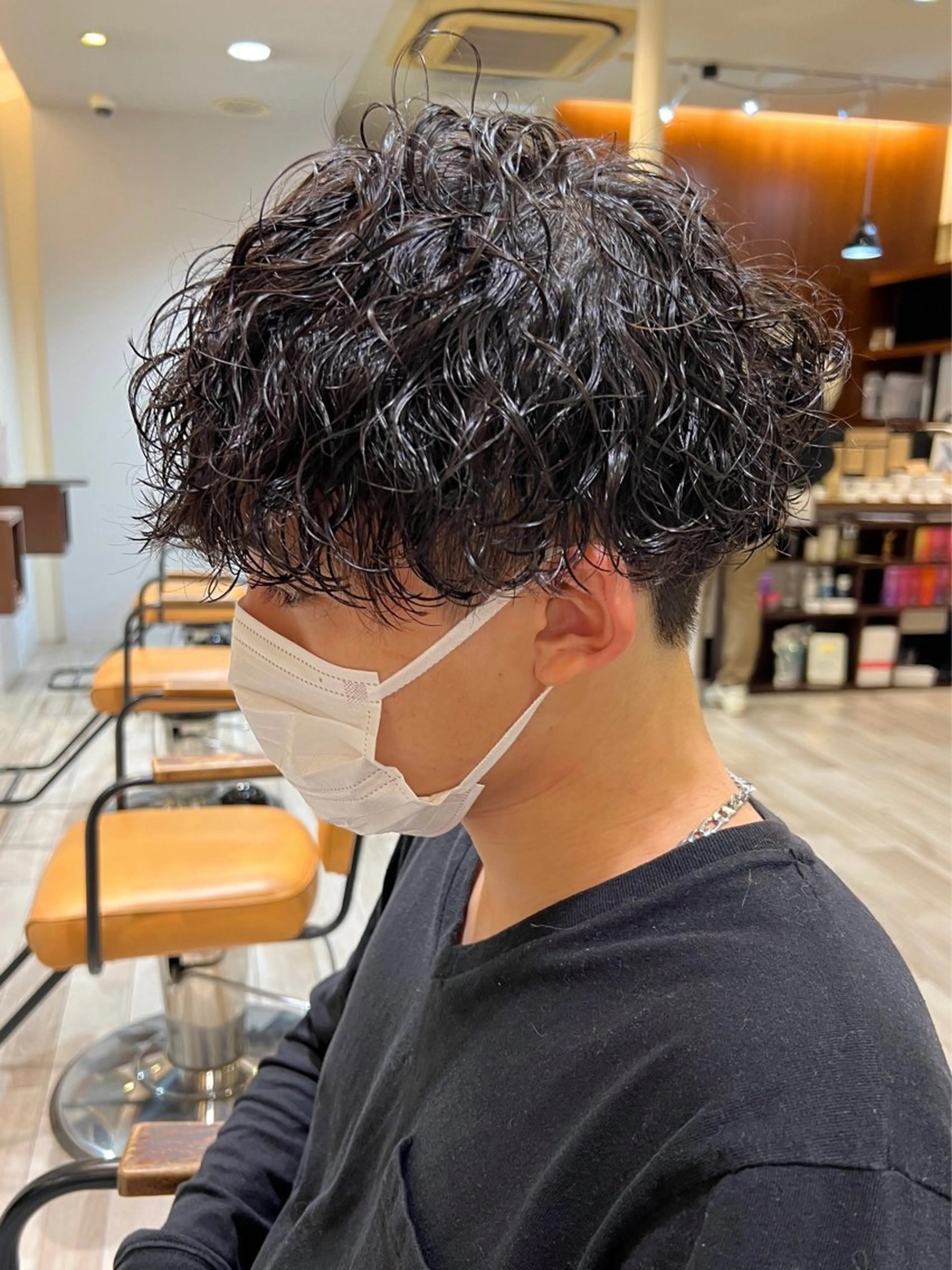 ミディアム パーマ メンズ カット パーマ タナカ マヤ/金沢八景のヘアスタイル