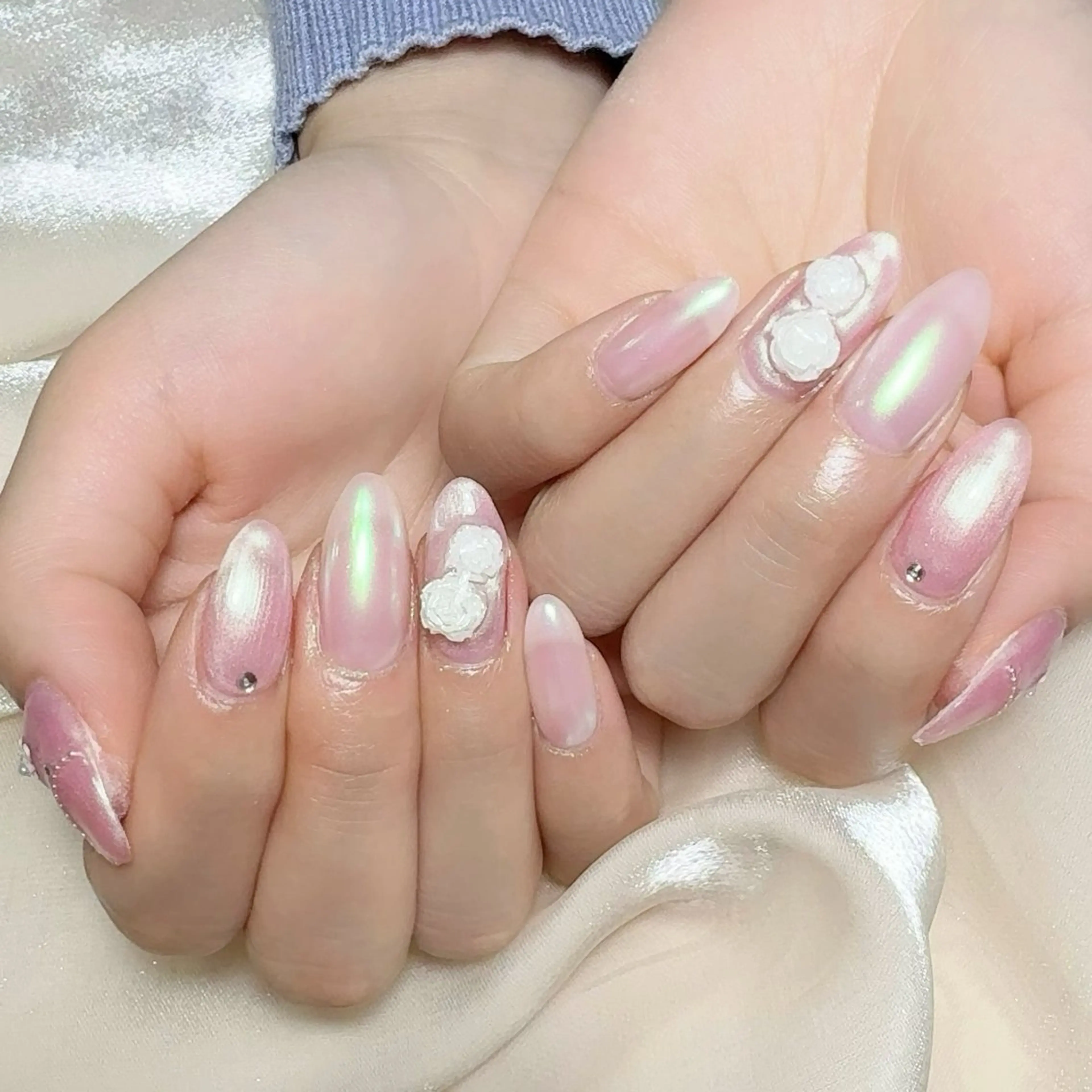 メンズ ネイル メンズ韓国風 アートネイル オーロラネイル ガーリー キラキラネイル ハンドネイル Nail salon 木にいるのネイルデザイン