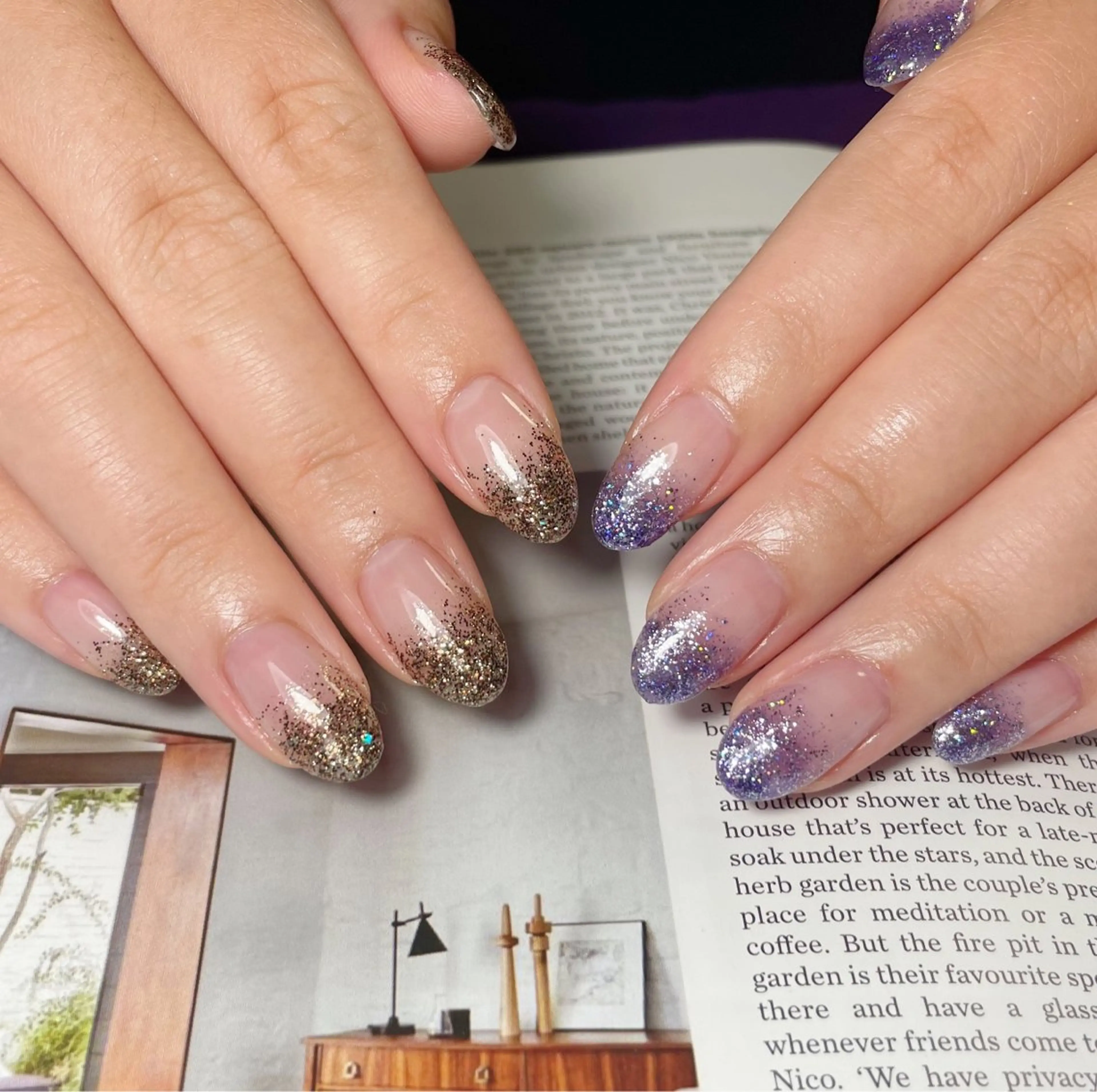 ネイル ラメ(グリッター) ラメグラデーション ハンドネイル Lofinails ちひろのネイルデザイン