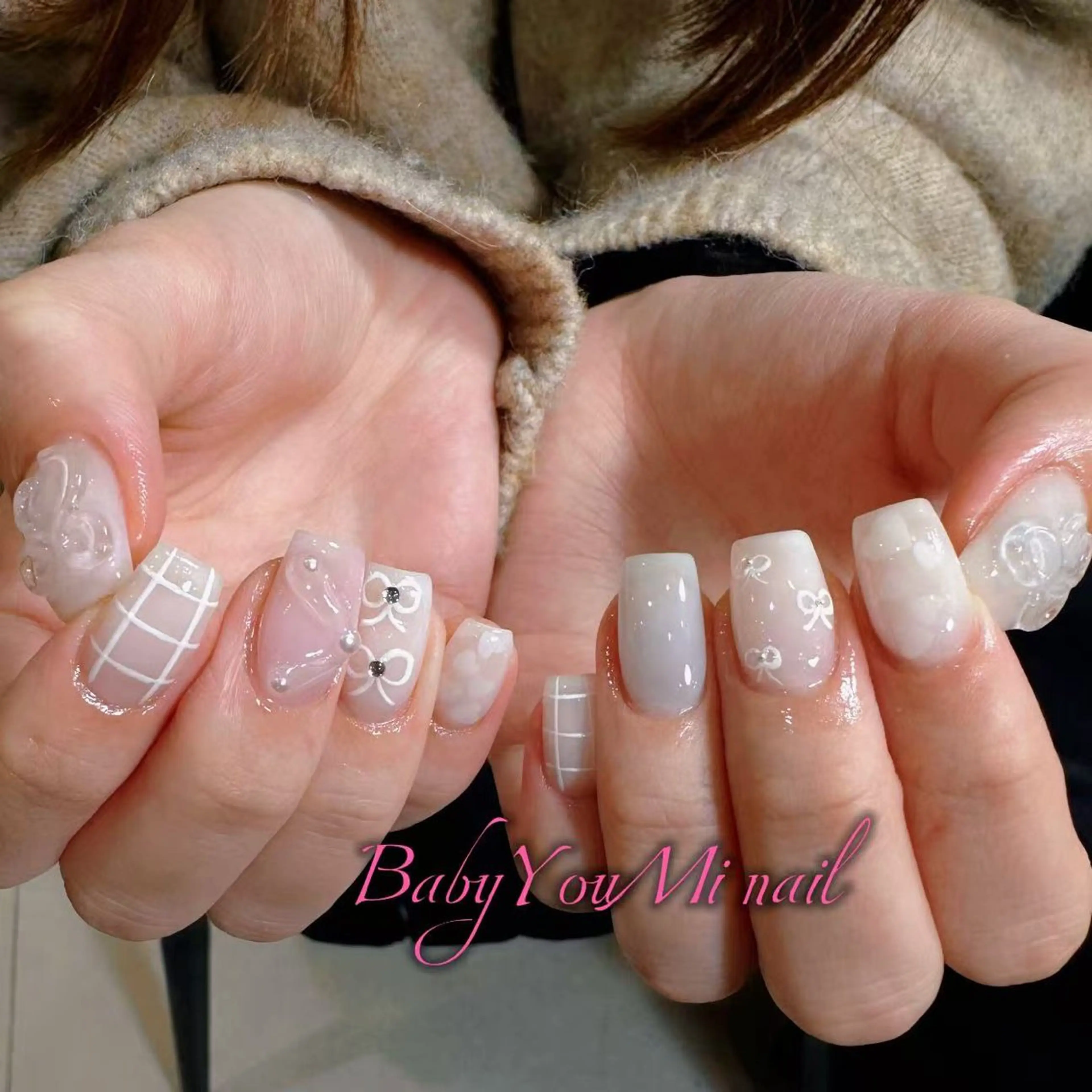 ネイル オーロラネイル フラワーネイル フットネイル フレンチネイル ジェルネイル ハンドネイル BabyYouMi ねねのネイルデザイン