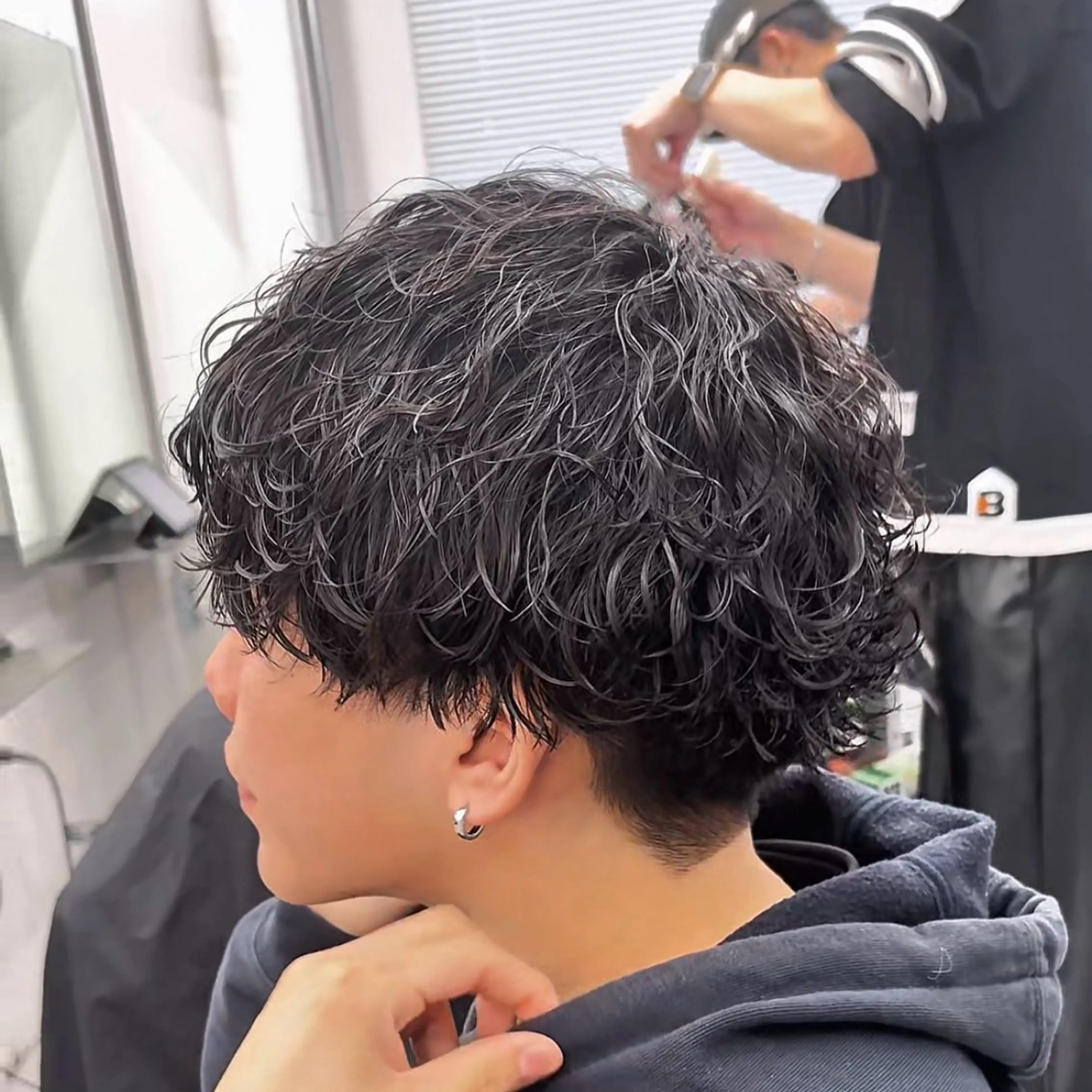 パーマ メンズ カット パーマ ヘアセット 💋ホワイトメッシュ /パーマ/メンズ💋のヘアスタイル