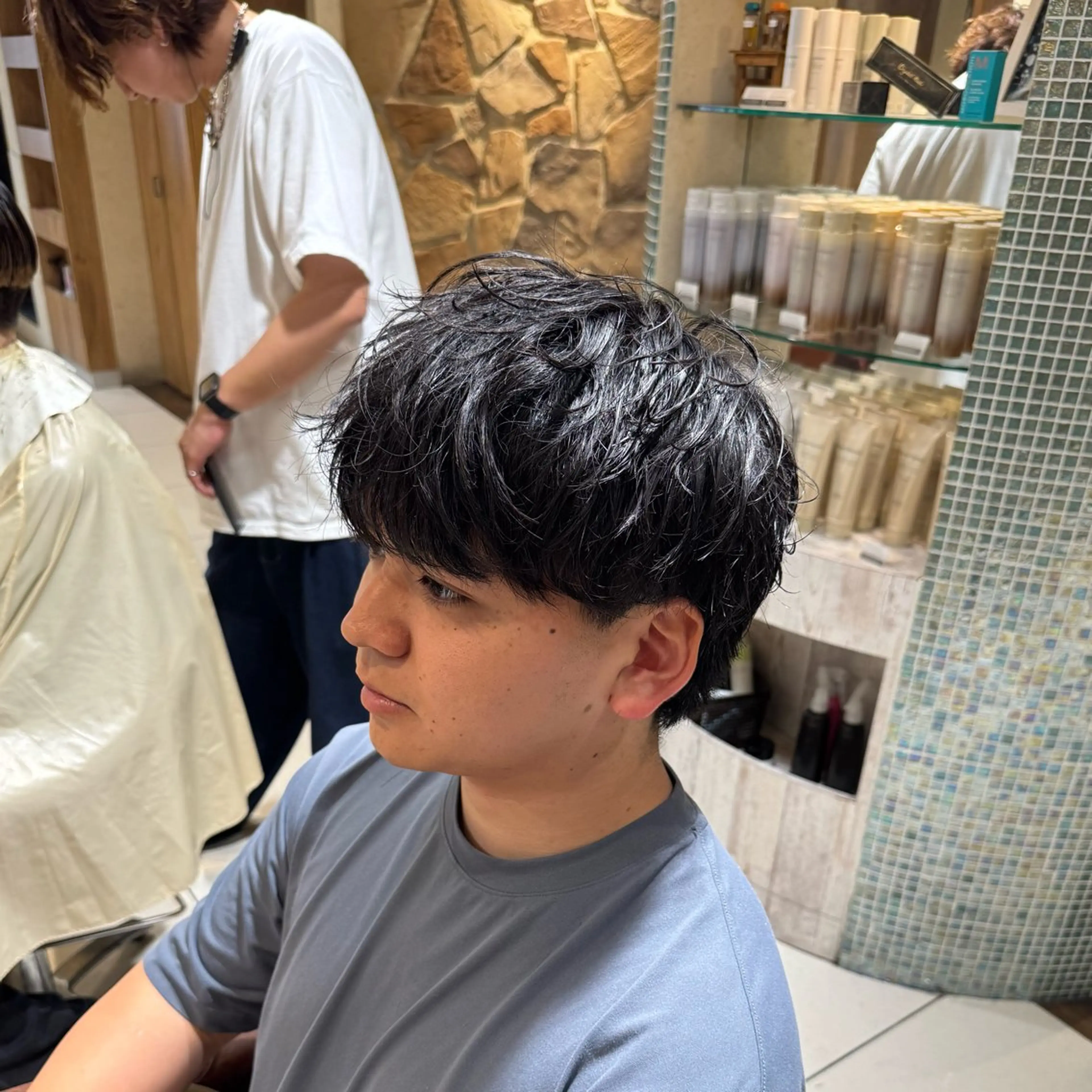 ショート カラー パーマ ヘアアレンジ メンズ カット パーマ シャドウパーマ 石見のヘアスタイル