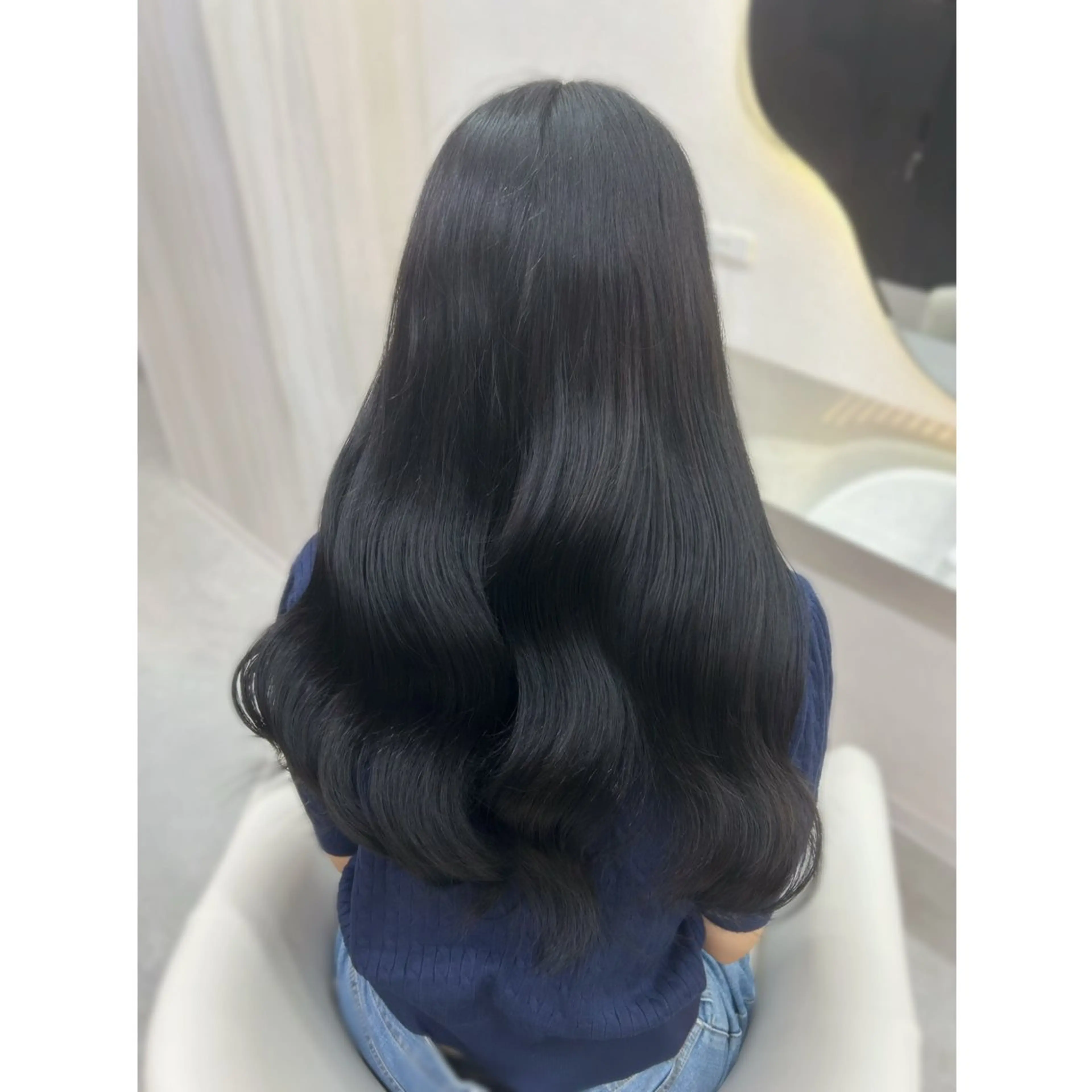 ロング カラー 黒髪 ブルーカラー ブルーブラック ブリーチ 💕カット 💕みゆう💕大宮のヘアスタイル