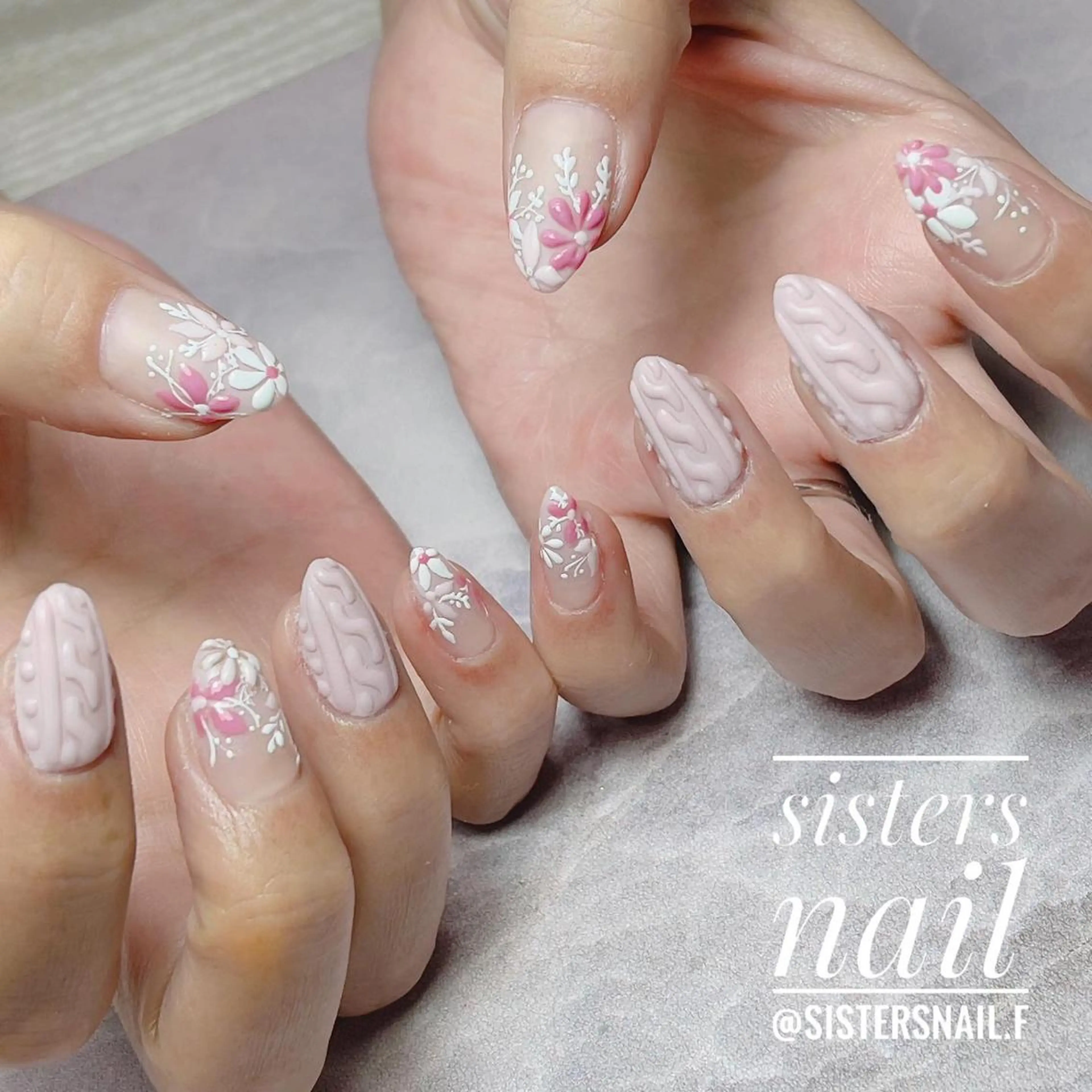 ネイル アートネイル フラワーネイル フレンチネイル マットネイル オフィスネイル sisters nail.fのネイルデザイン