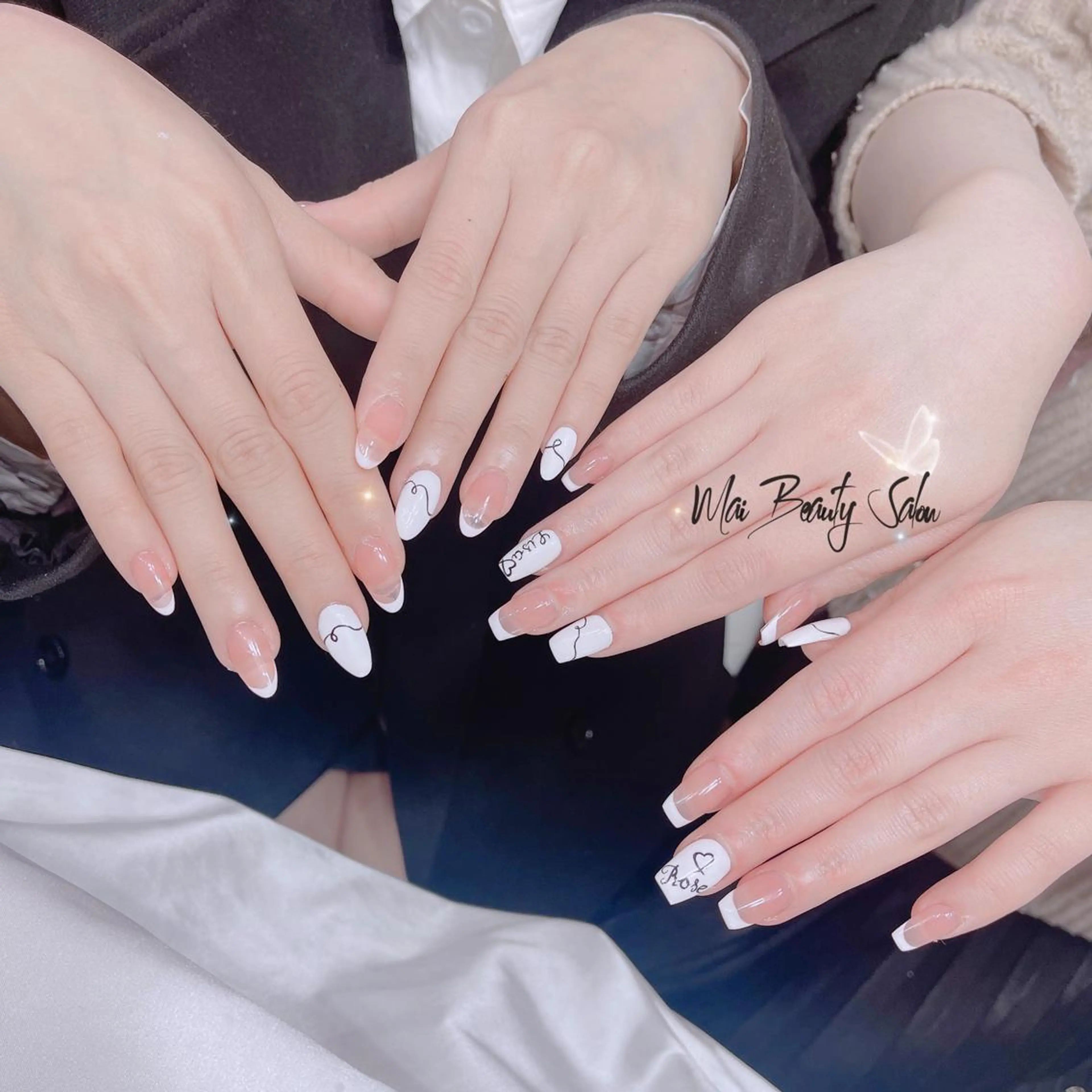 ネイル オーロラネイル 長さ出し フラッシュネイル フレンチネイル ジェルネイル MaiBeauty DanHiのネイルデザイン