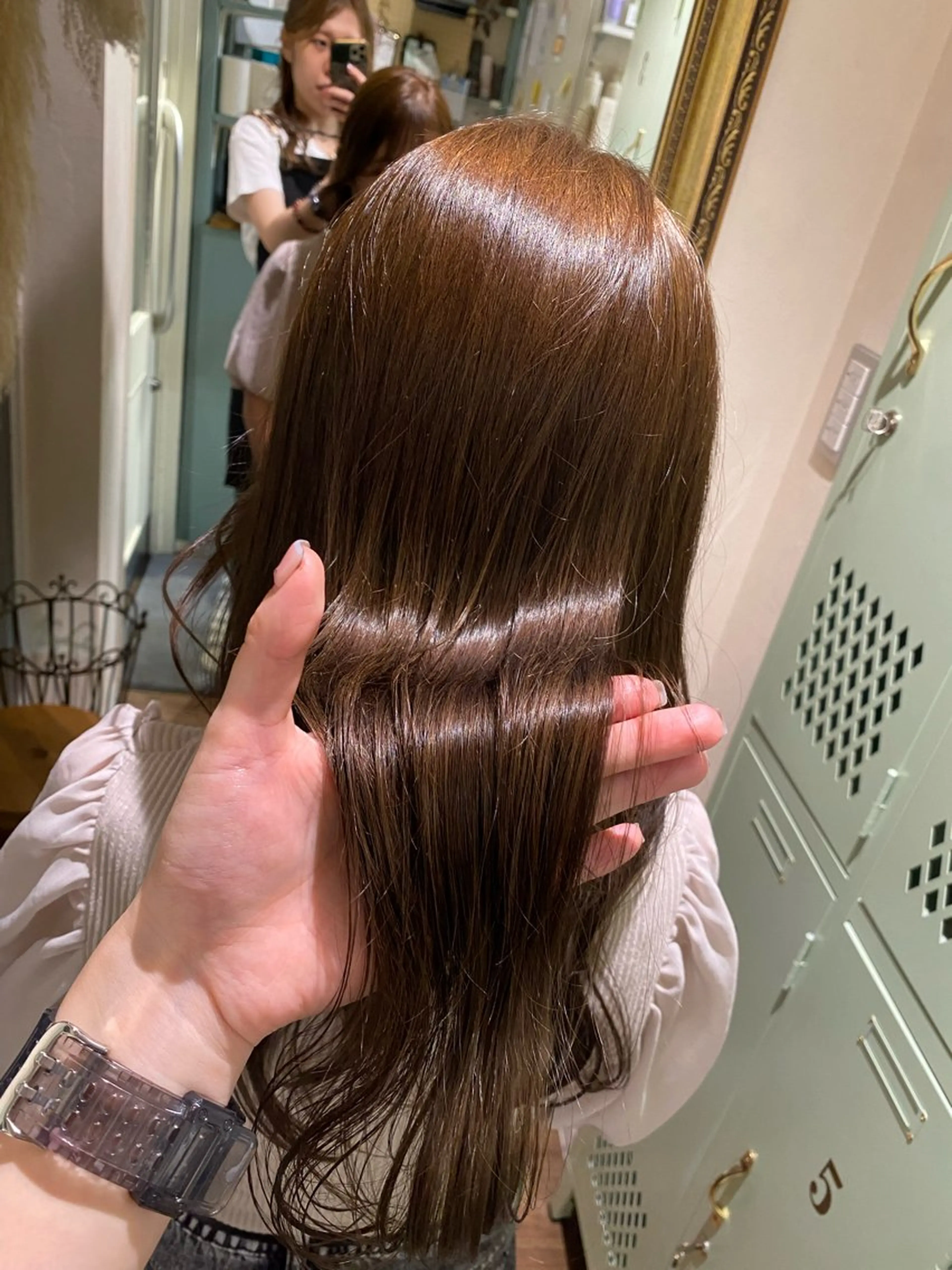 セミロング カラー ベージュカラー ブリーチ ダブルカラー ミルクティーベージュ ブリーチなしカラー カット ヘアカラー 透明感カラー/韓国 ヘア🩶yuri🩵のヘアスタイル