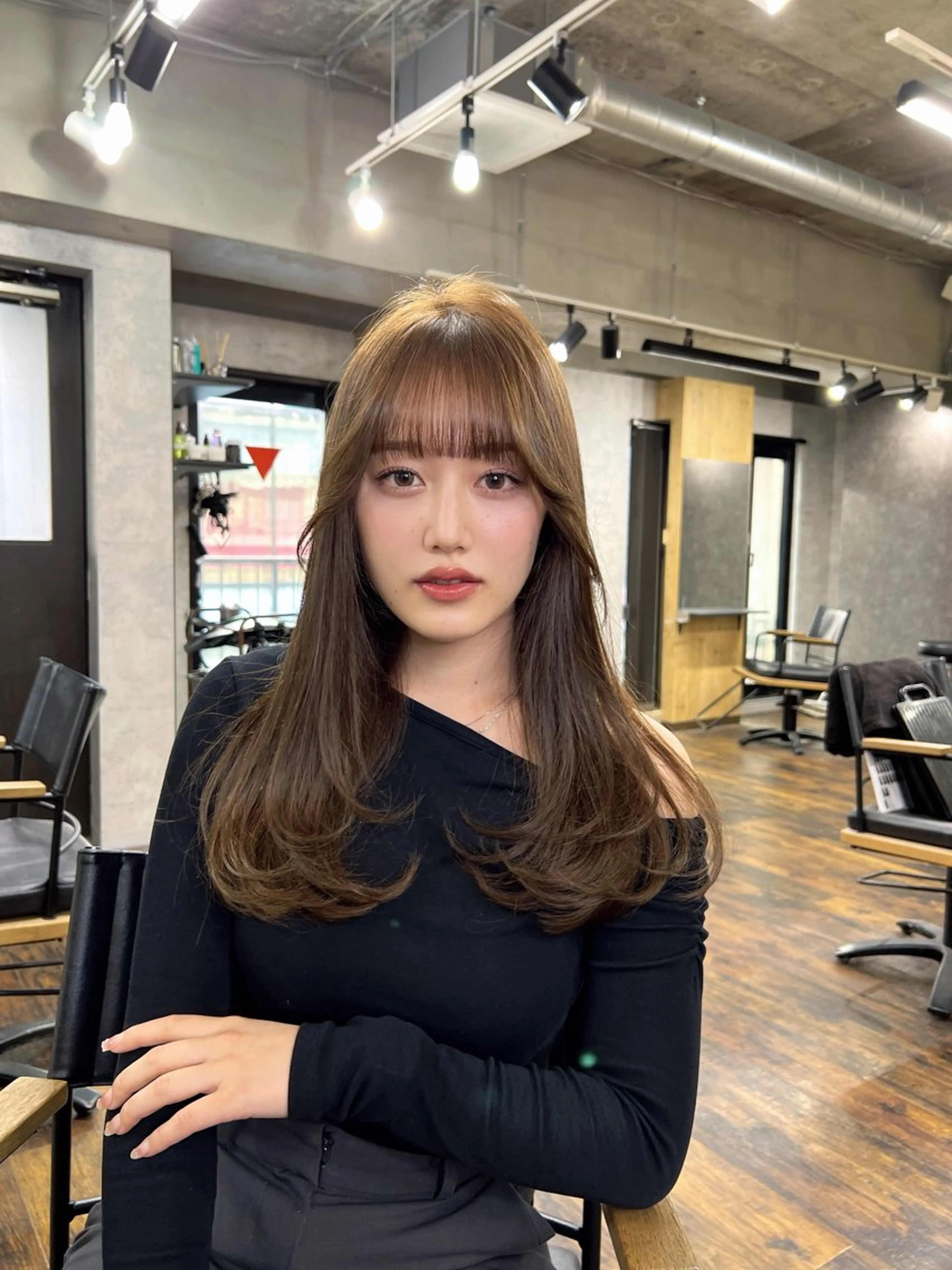 ロング カラー ヘアアレンジ レイヤー／顔周り 韓国ヘア森田和貴のヘアスタイル