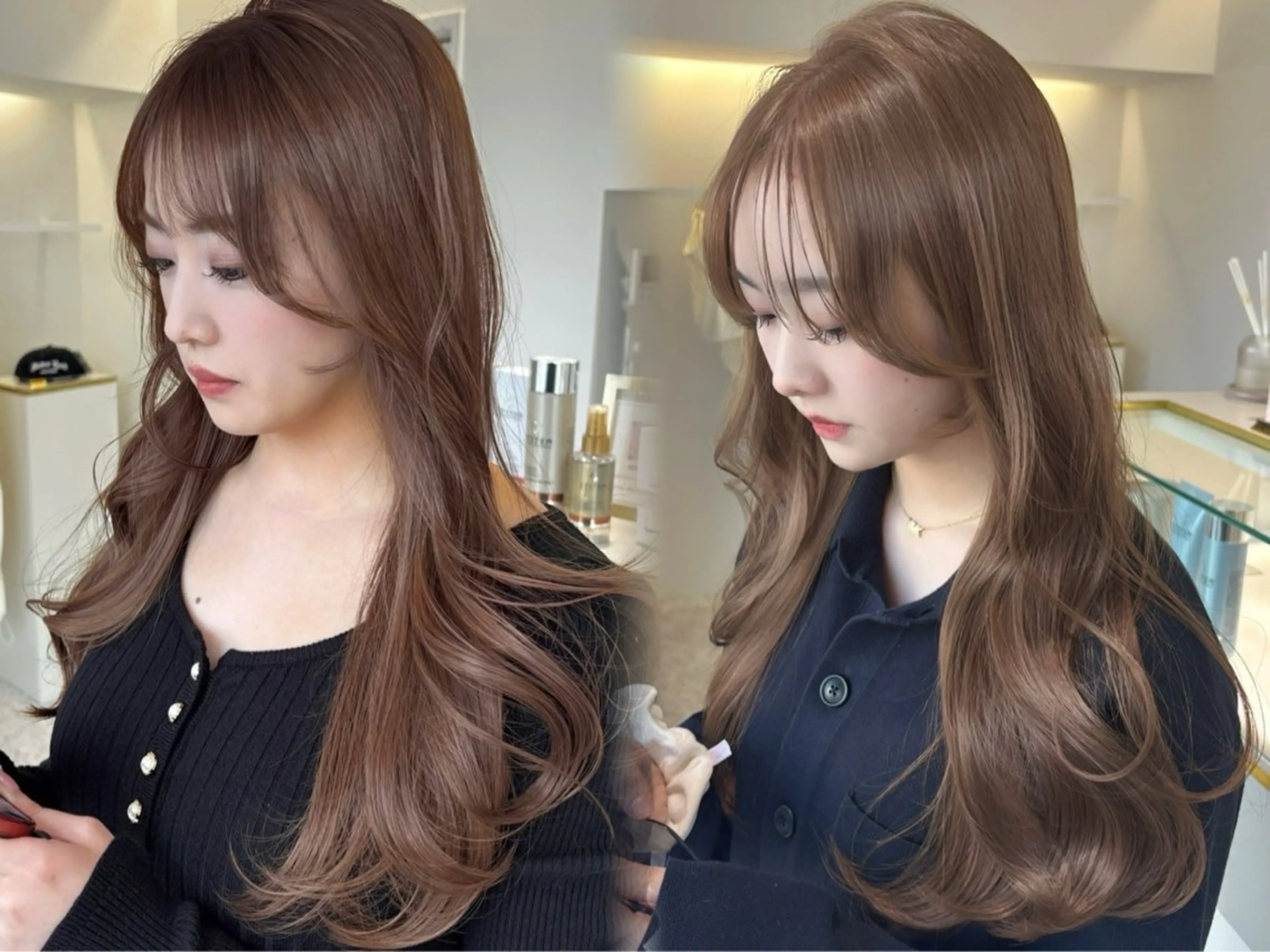 ロング カラー ベージュカラー ミルクティーベージュ Lavie moon airiのヘアスタイル