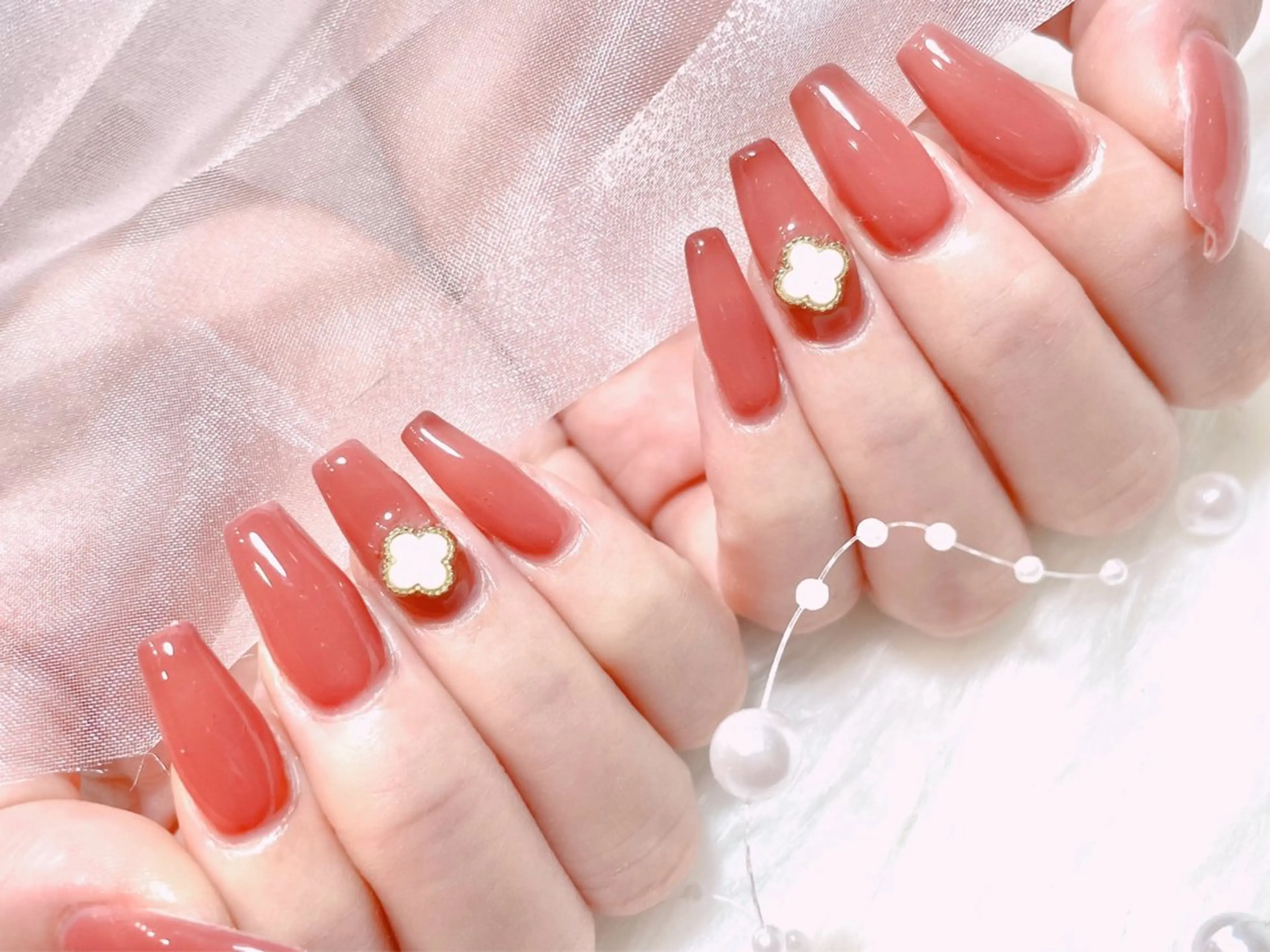 ネイル 長さ出し ジェルネイル パラジェル ハンドネイル ゆりか ジョアアンジェ福島のネイルデザイン