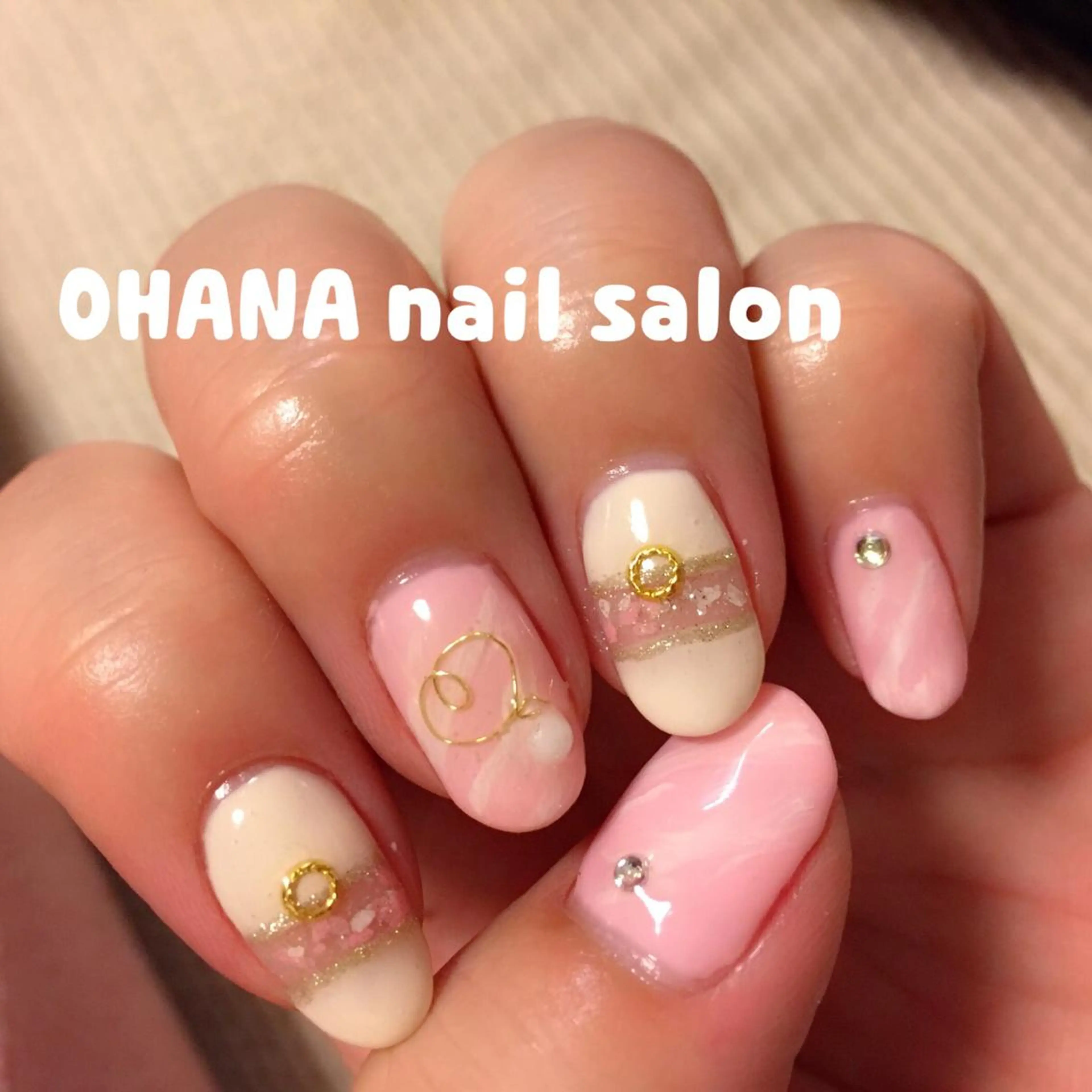 ネイル ハート 大理石ネイル(マーブル) ピンク 那覇🏝️台湾人 ネイリストSHIUのネイルデザイン