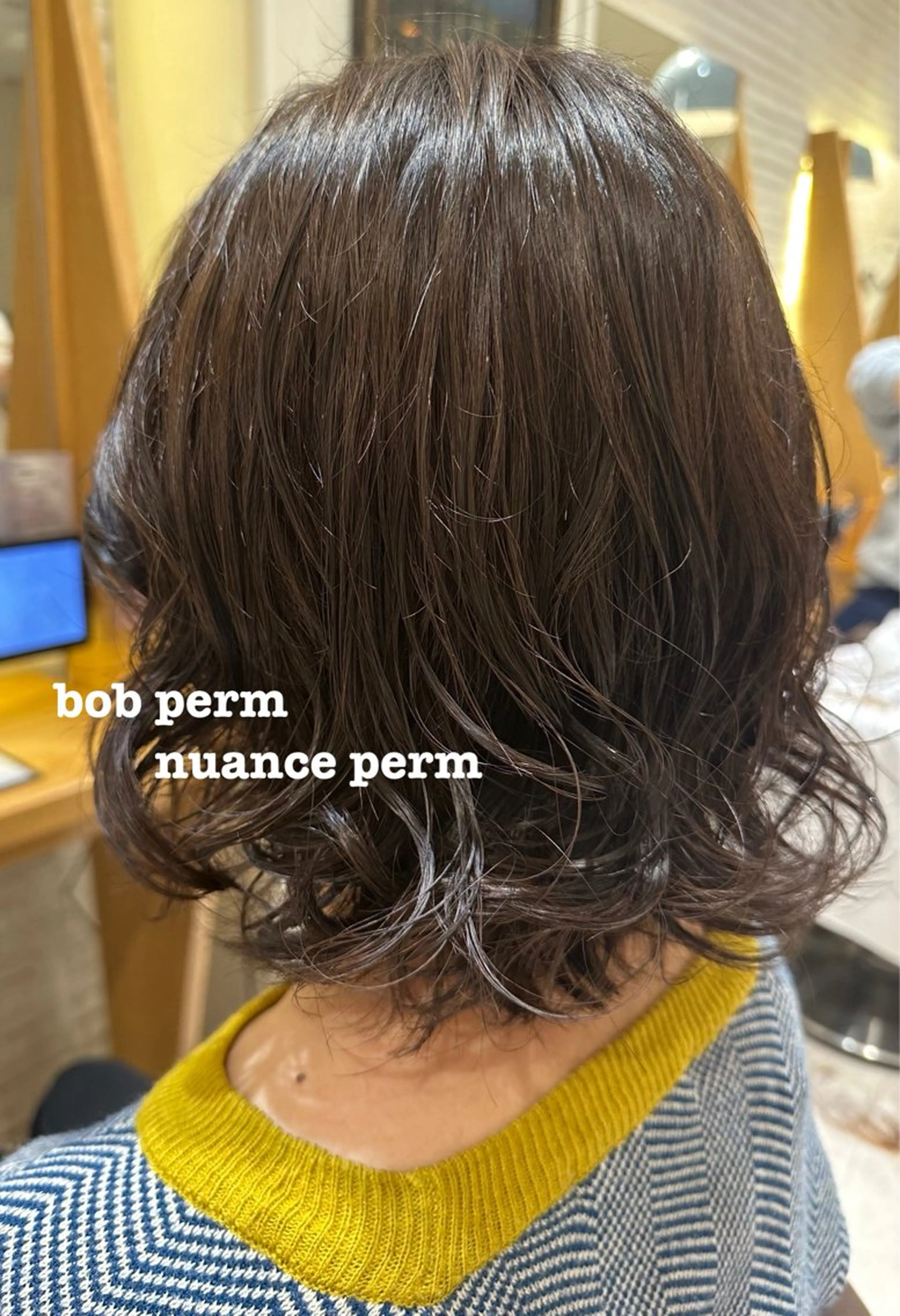 ミディアム パーマ ミディアムパーマ ボブ ニュアンスパーマ カット パーマ トリートメント 髪質改善/美髪/渡辺 りんのヘアスタイル