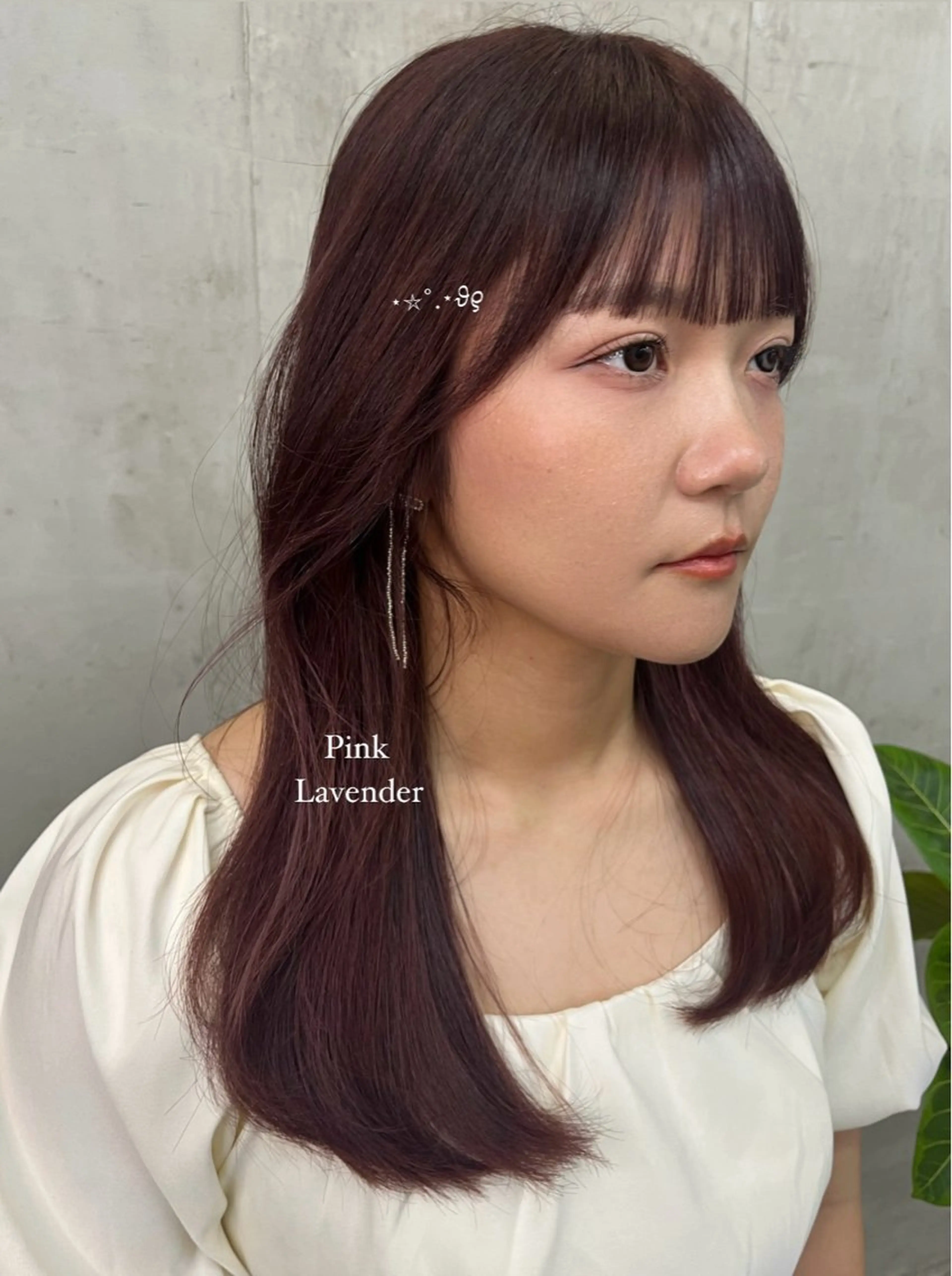 セミロング ピンクラベンダー 顔周りカット ヘアカラー SALT WATER所属・🫐 𝐌𝐚𝐨 🫐似合わせcutのヘアスタイル