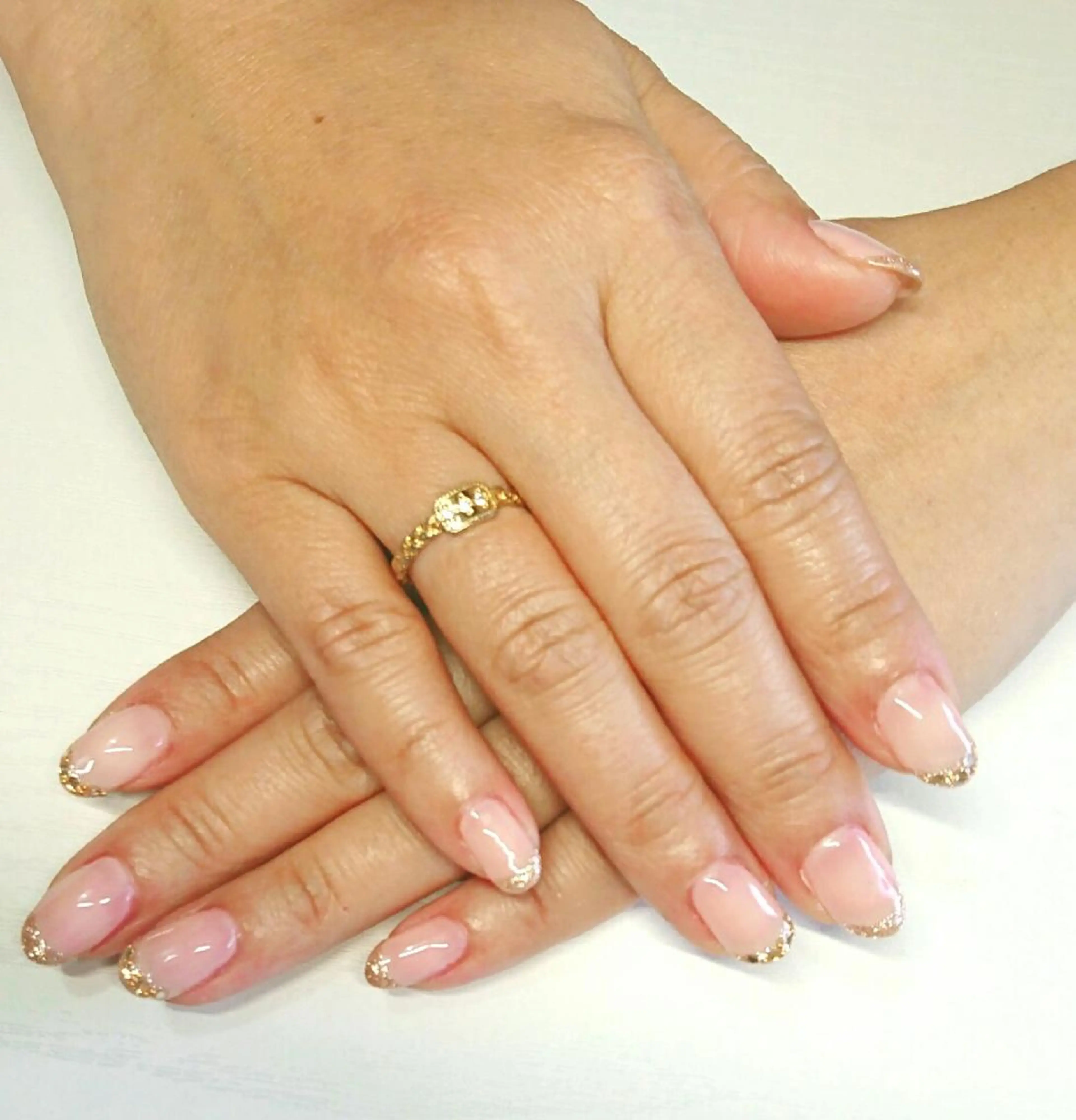 ネイル クリアネイル フットネイル フレンチネイル ゴールド ピンク ひだか あいこのネイルデザイン