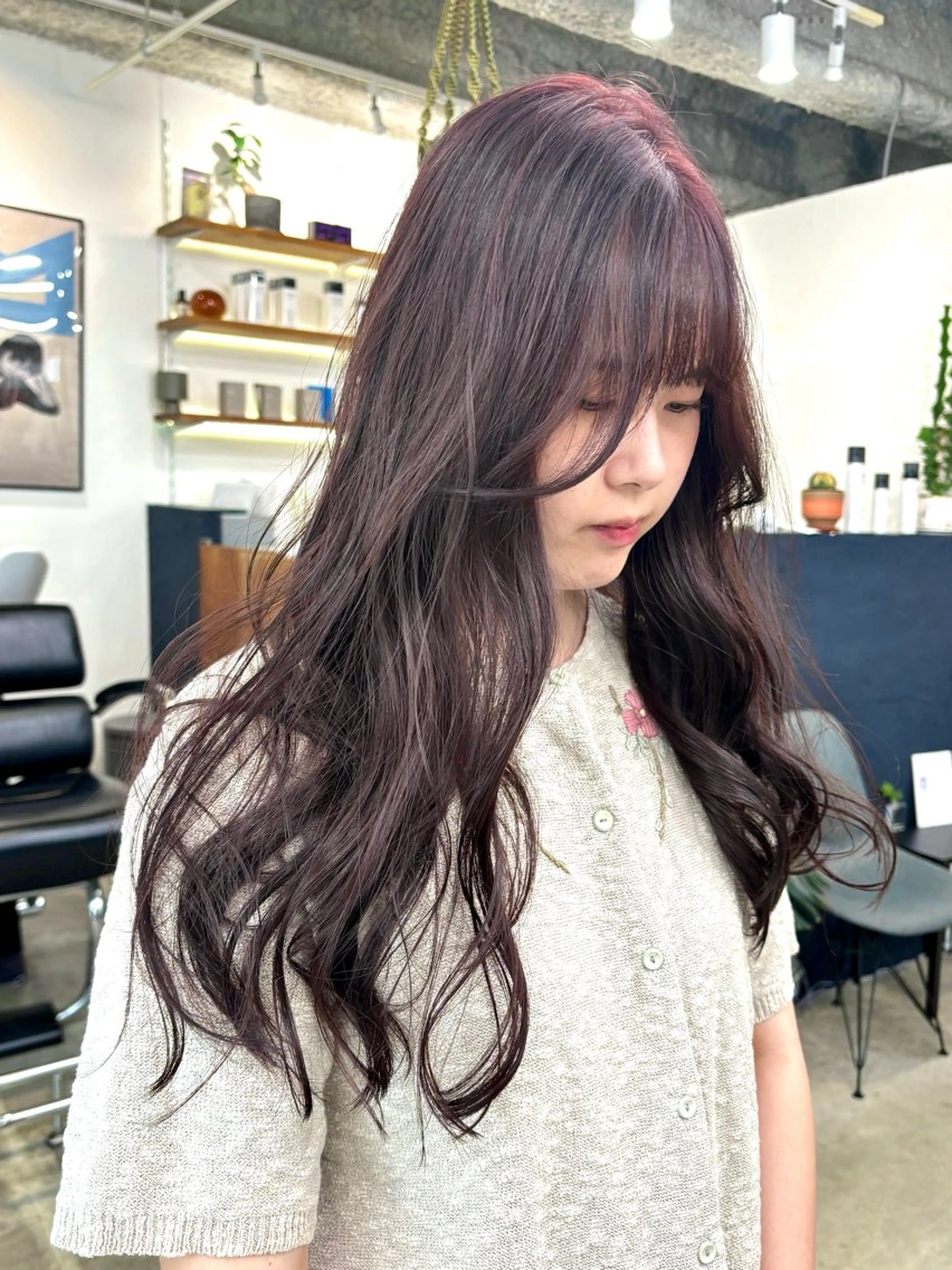 ロング カラー ブリーチ ブラウンカラー カシス 透明感カラー ラベンダーカラー 暖色カラー/天神/ ヘイマサクラのヘアスタイル