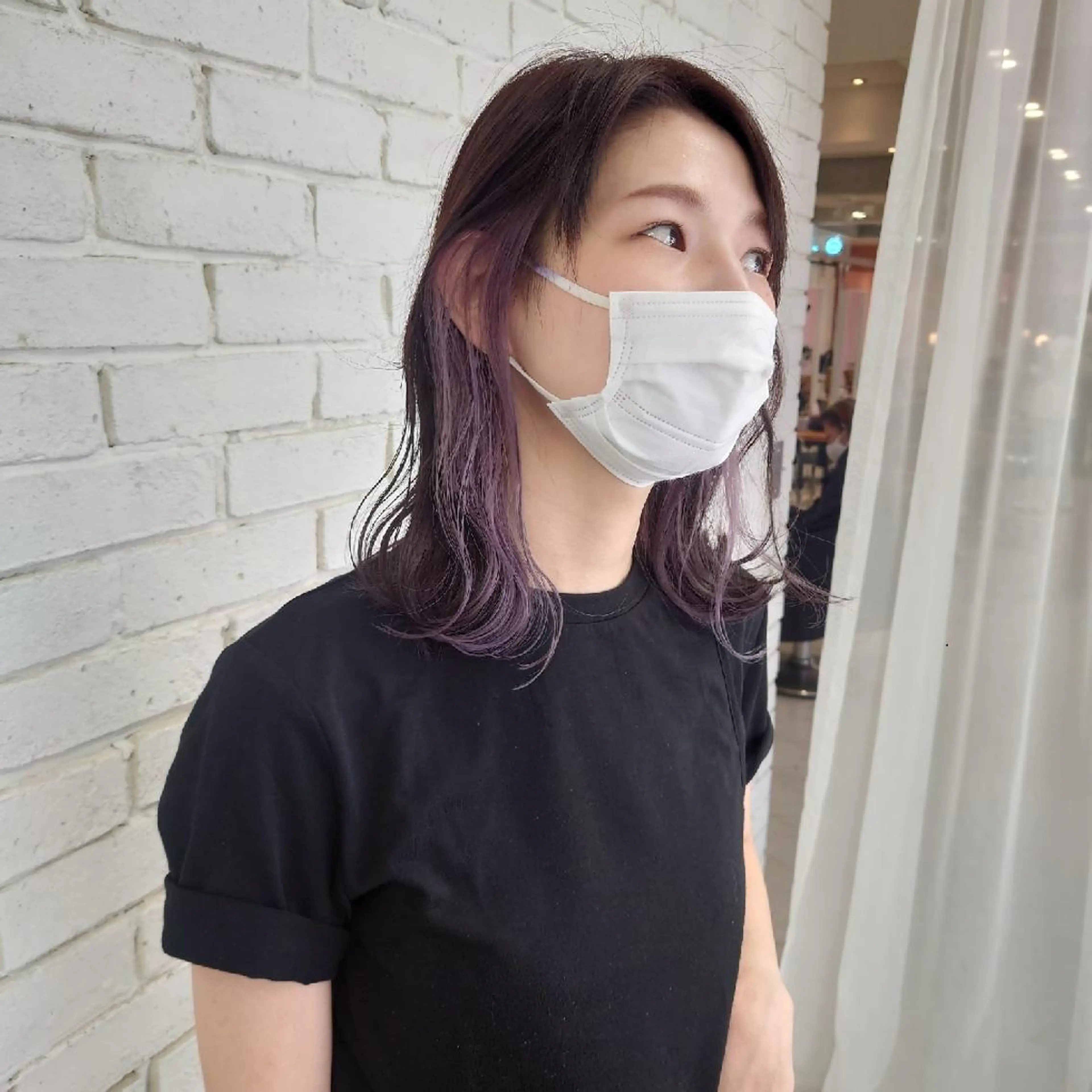 カラー セミロング 黒髪 ブリーチ パープルカラー ヘアカラー トリートメント 艶髪✨ブリーチ職人 井手正康のヘアスタイル