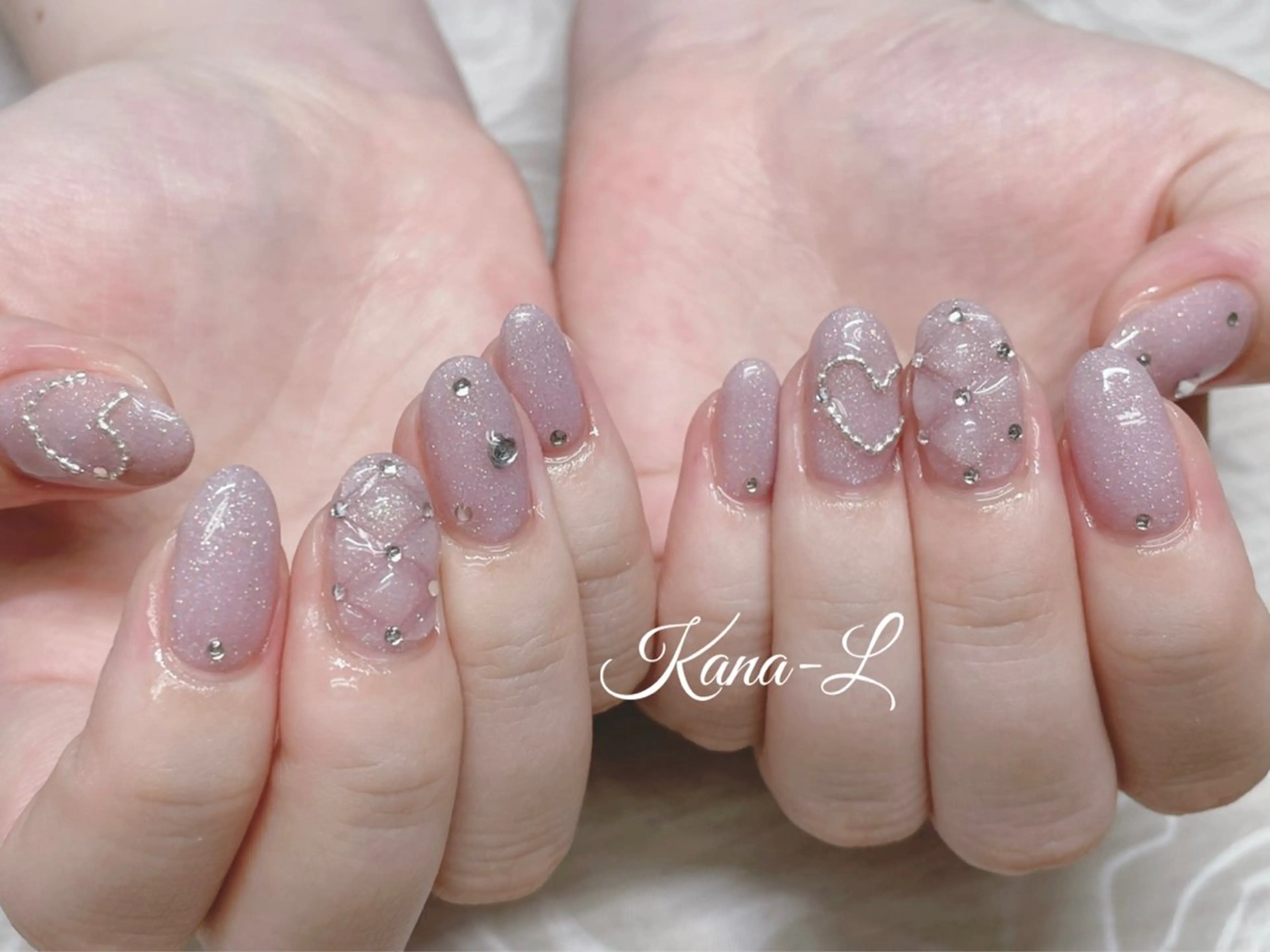 ネイル ジェルネイル ハート キラキラネイル 韓国ネイル パラジェル 芦辺 香奈のネイルデザイン