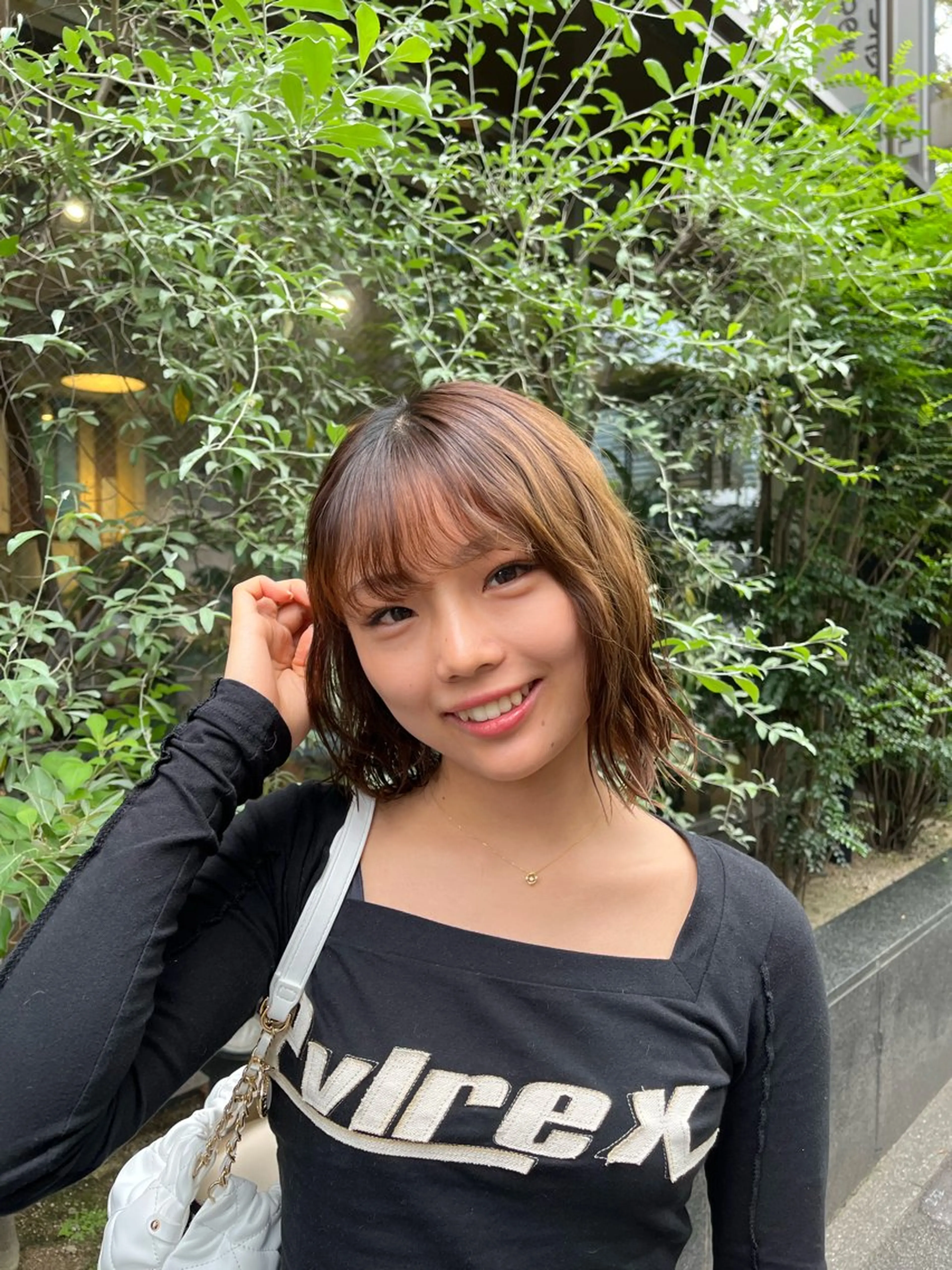 ショート パーマ えんぐちとも／透明感 カラー／博多ボブのヘアスタイル