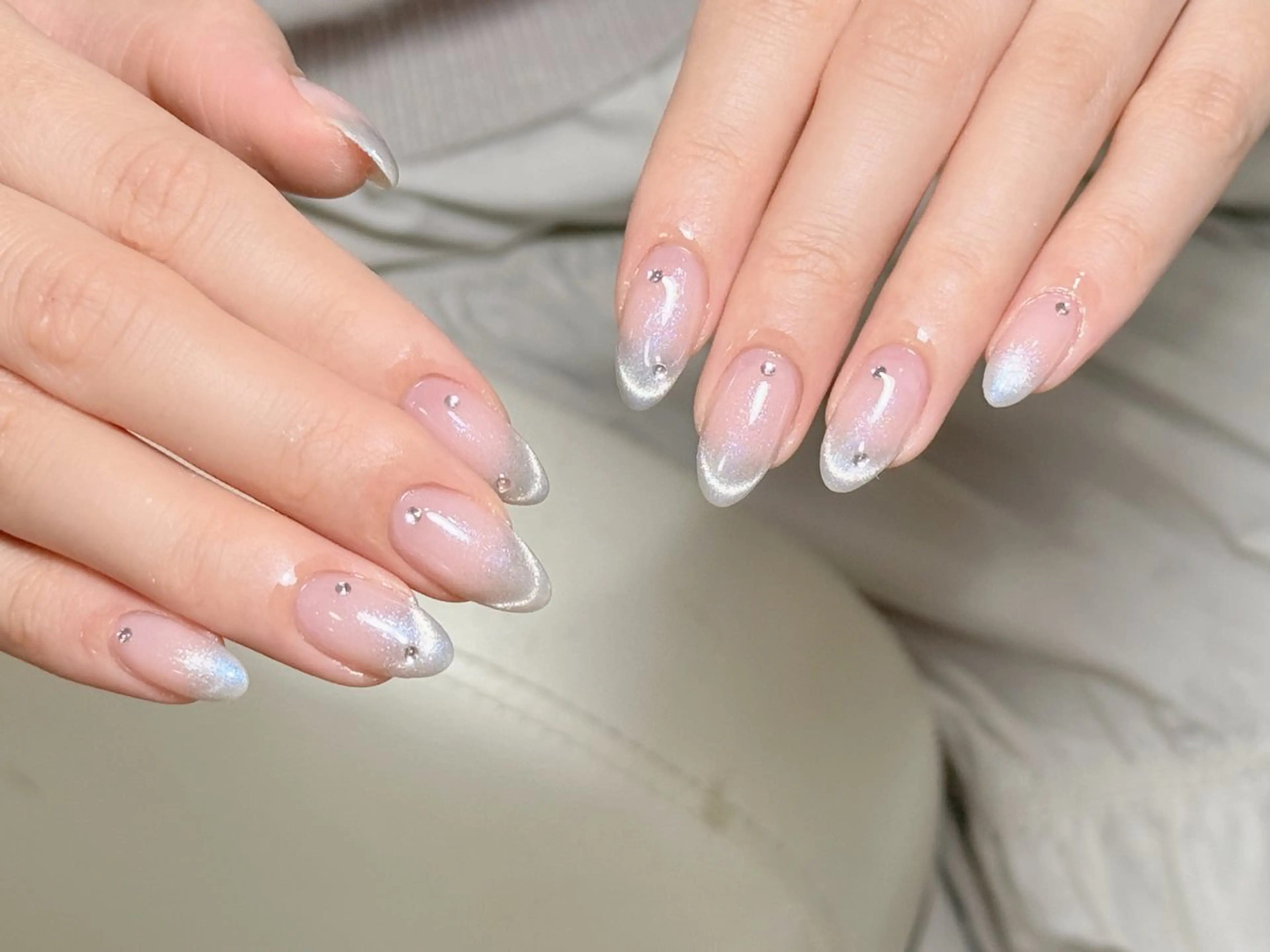 ネイル アートネイル オーロラネイル チークネイル フレンチネイル ガラスフレンチ ハンドネイル 🎀🎀YooLi Nail Salonのネイルデザイン