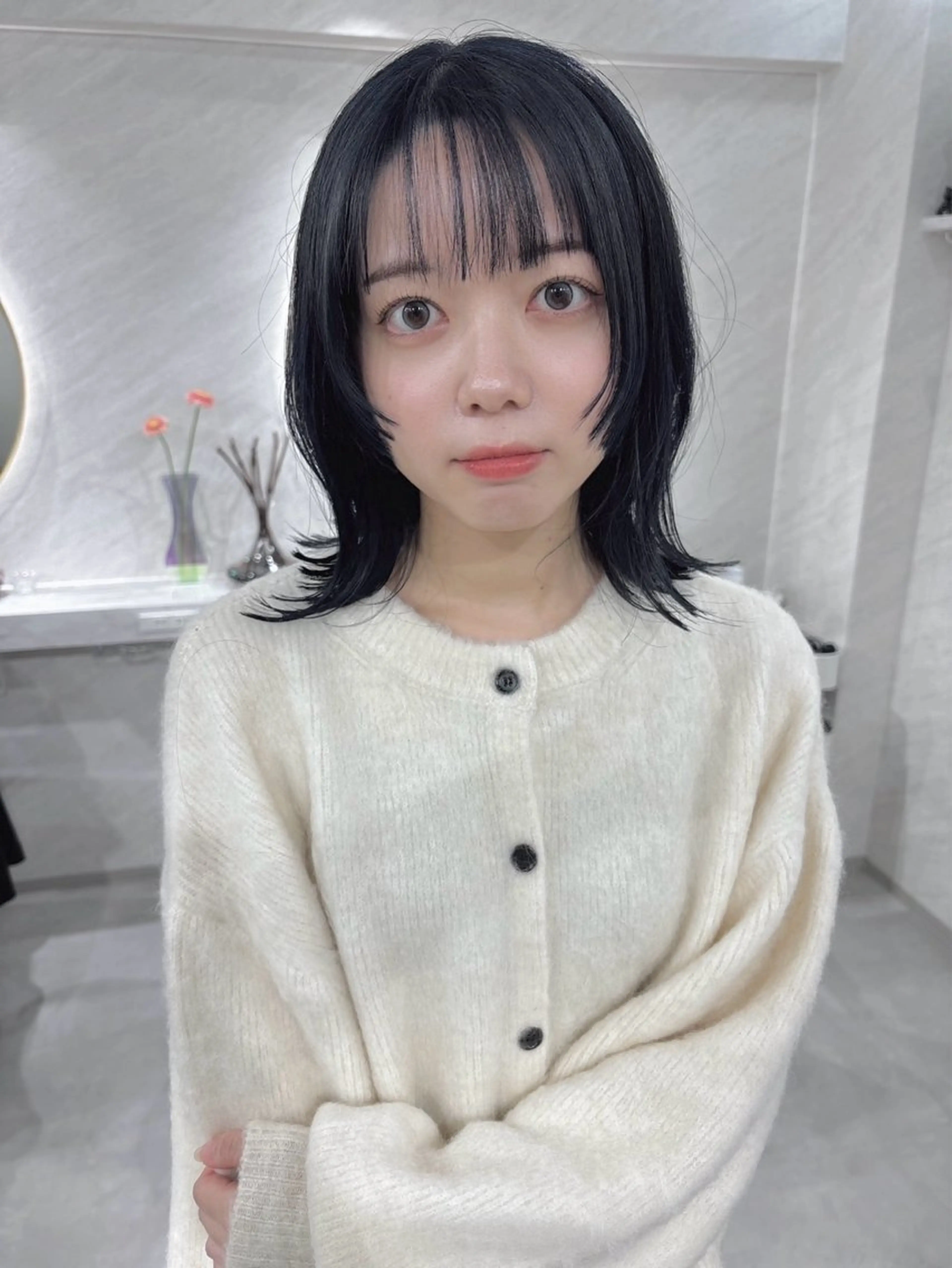 ミディアム カラー ヘアカラー 髪質改善will hairdesignのヘアスタイル