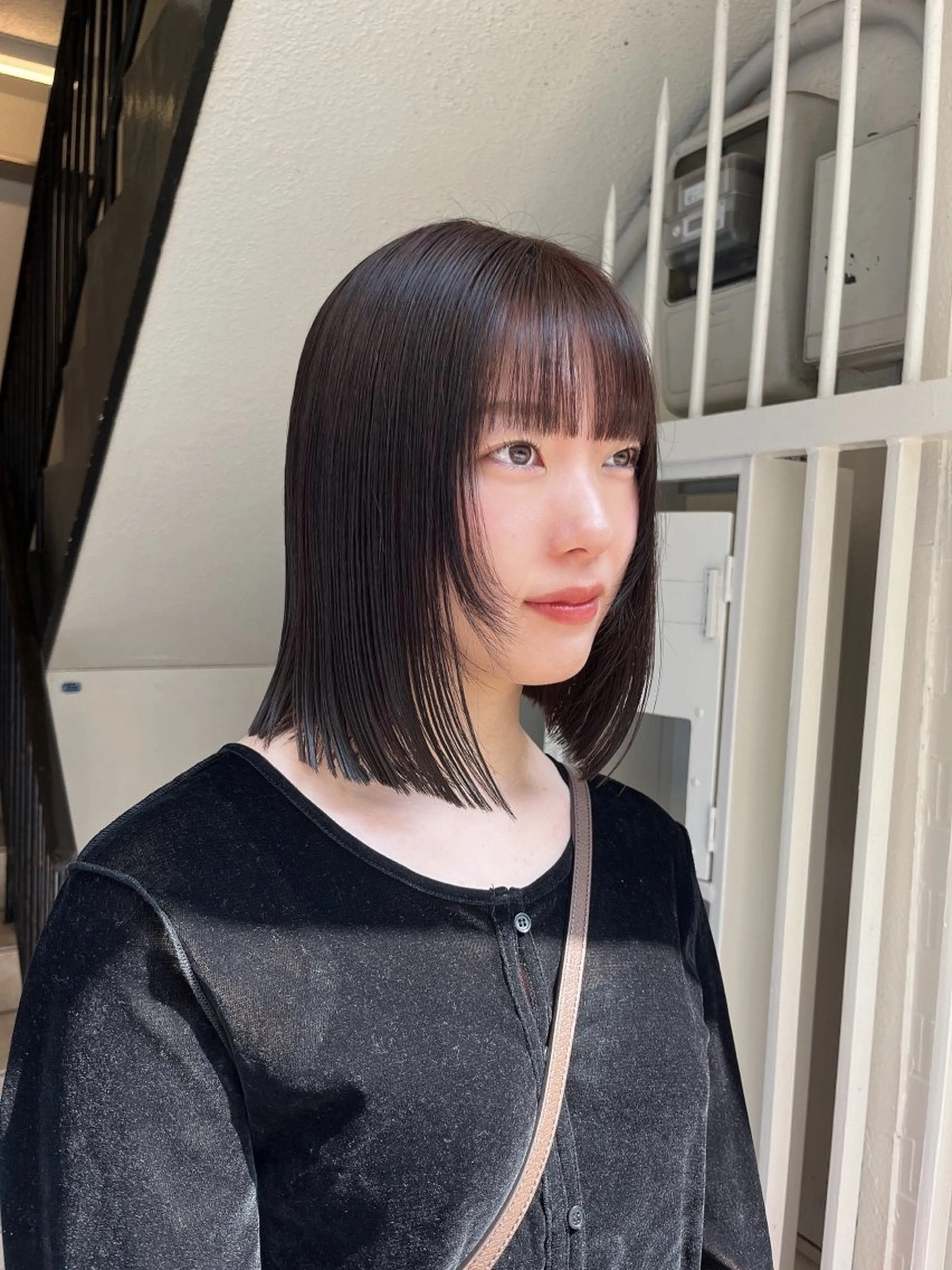 ミディアム カラー 切りっぱなしボブ ボブ 岩切 晴香のヘアスタイル