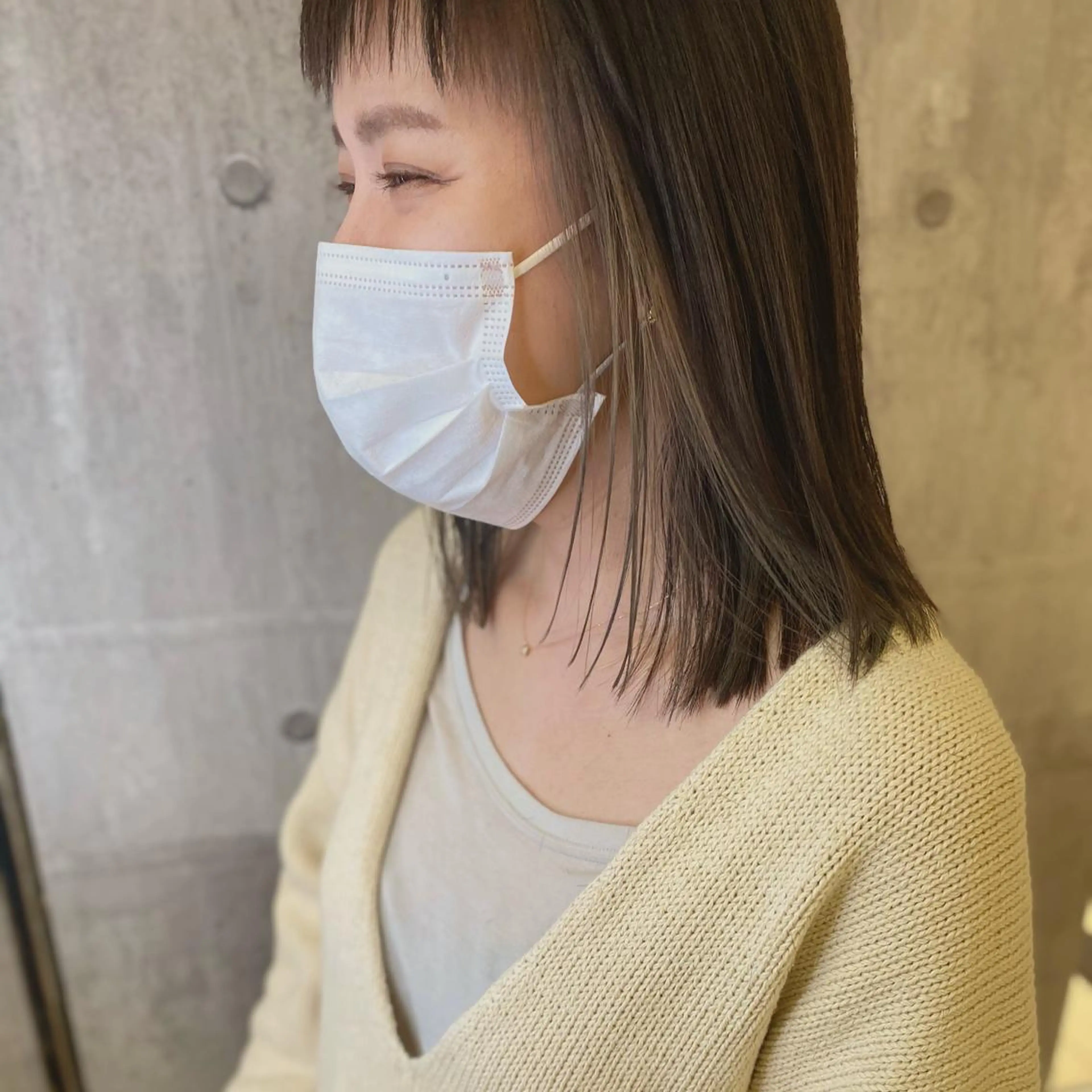 ミディアム カラー カット ヘアカラー トリートメント 髪質改善ｶﾗｰ ｹｱﾌﾞﾘｰﾁ/ﾀﾑのヘアスタイル