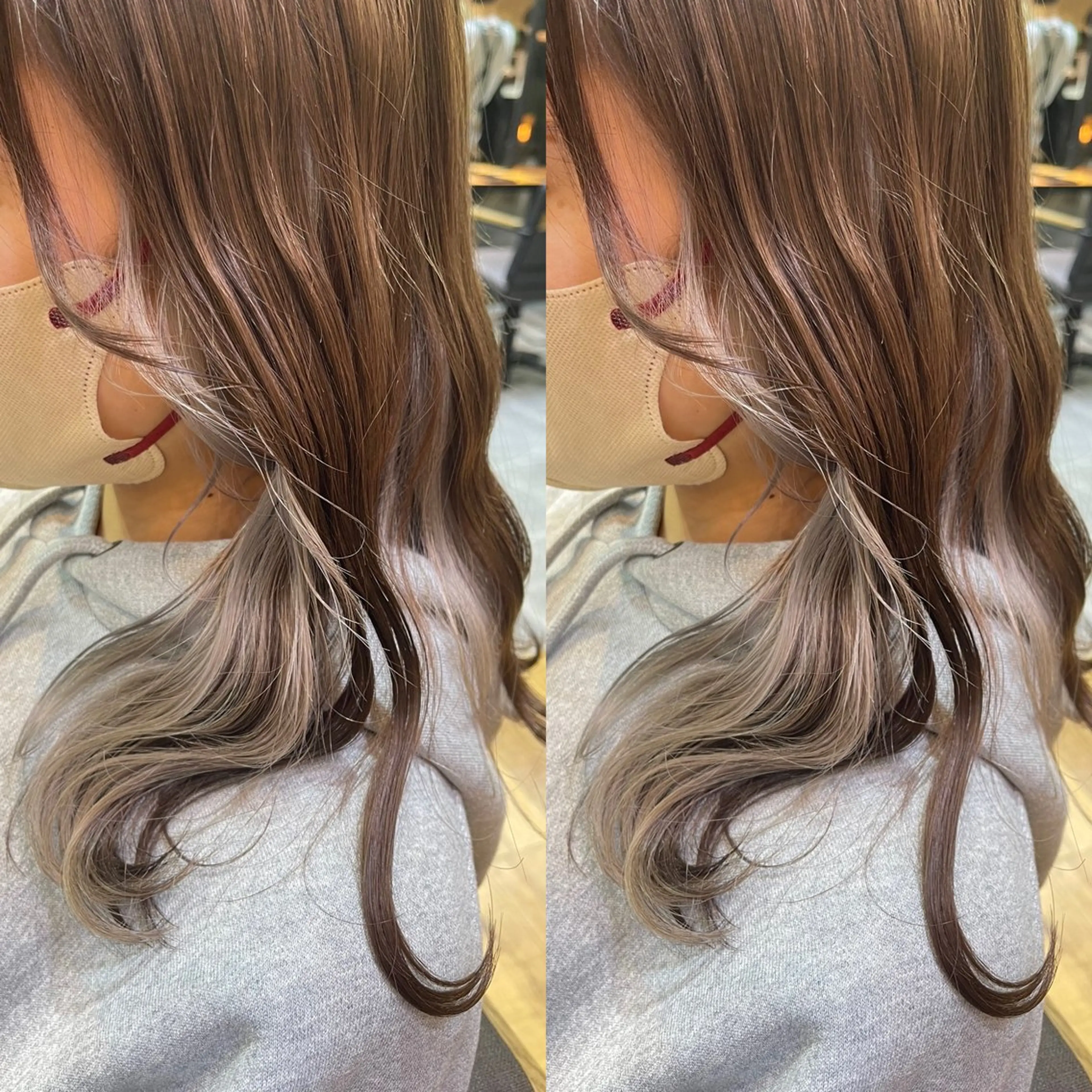 セミロング カラー ブリーチ ケアブリーチ デザインカラー イヤリングカラー ハイトーンカラー ヘアカラー トリートメント オージュアソムリエ DAIKI⭐️のヘアスタイル