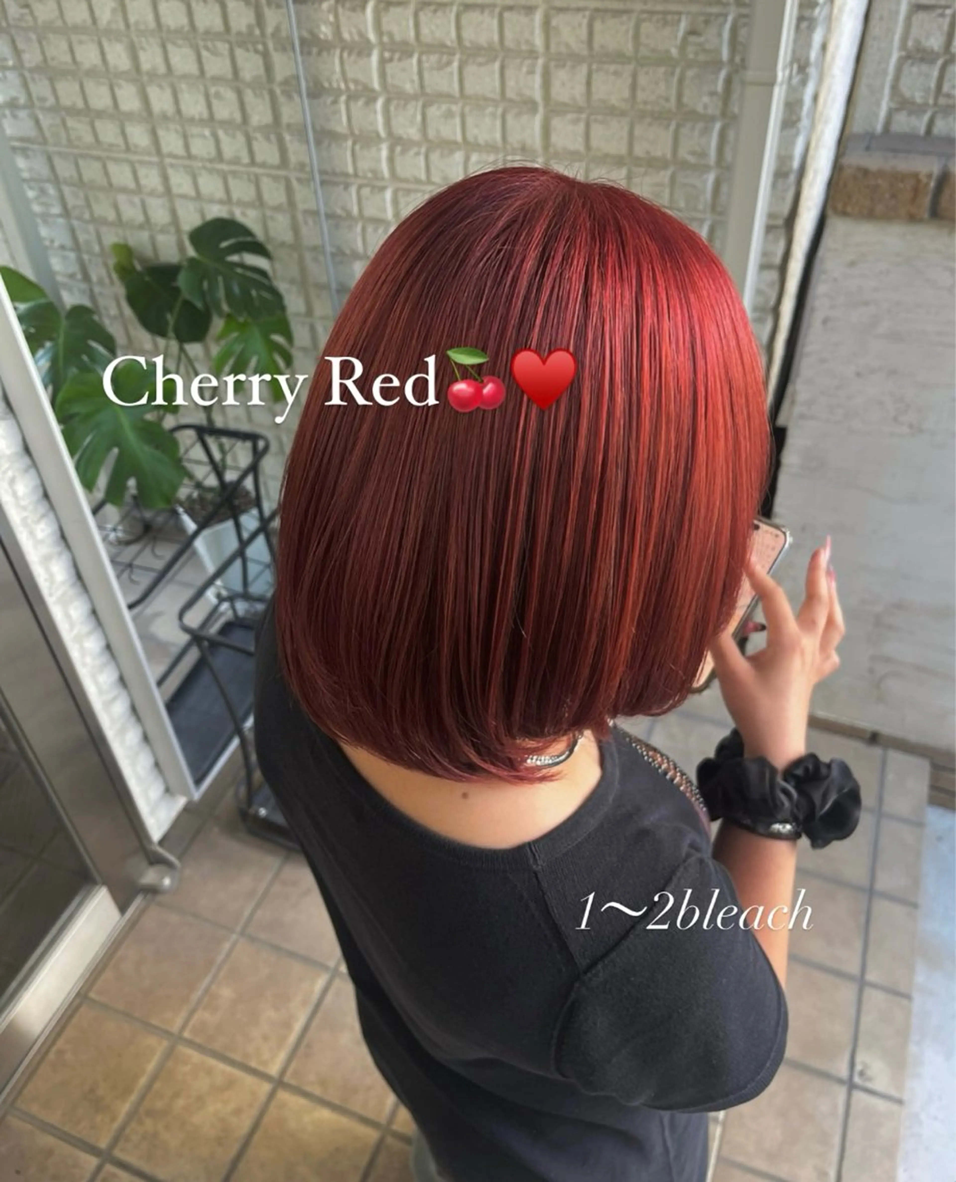 ミディアム カラー ブリーチ ケアブリーチ レッドカラー ヘアカラー トリートメント ヘアセット ere 代々木公園所属・みほ/ニュアンス/ モード/艶カラーのヘアスタイル