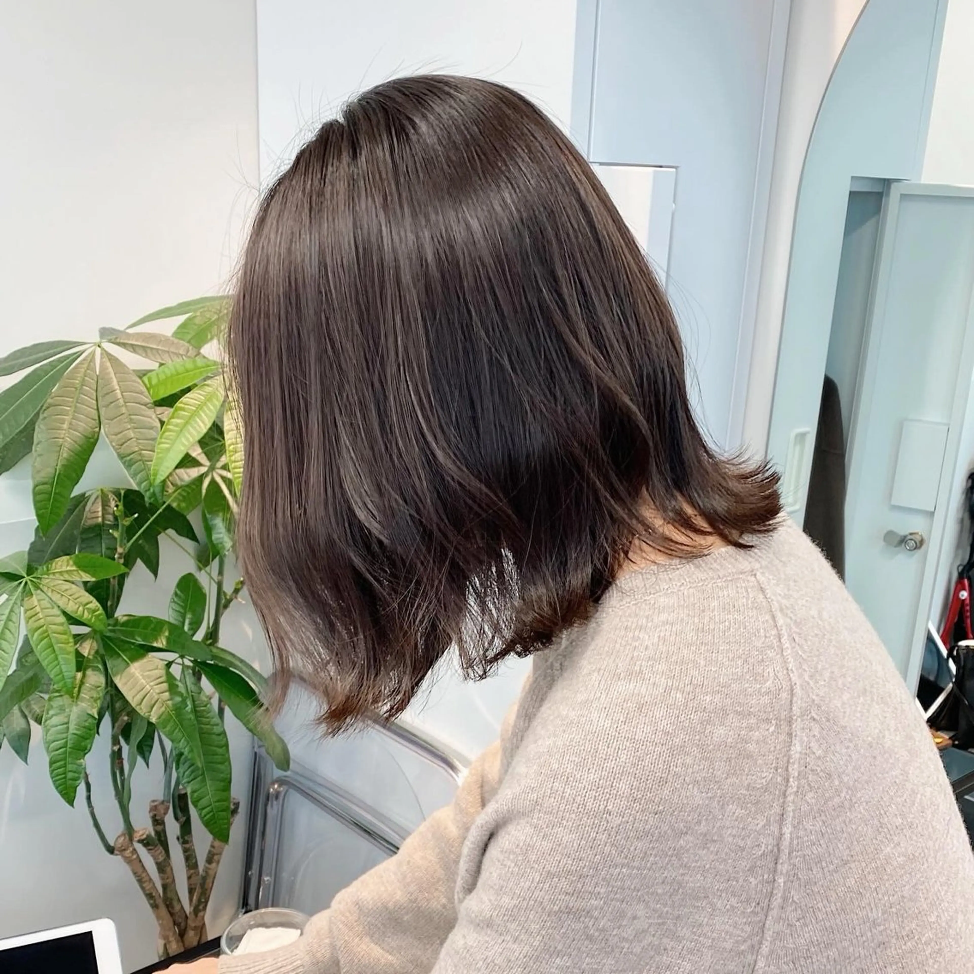 ミディアム カラー ブリーチ 透明感カラー ダブルカラー グレージュ ラベンダーカラー ブリーチなしカラー/ 髪質改善/寺門束のヘアスタイル