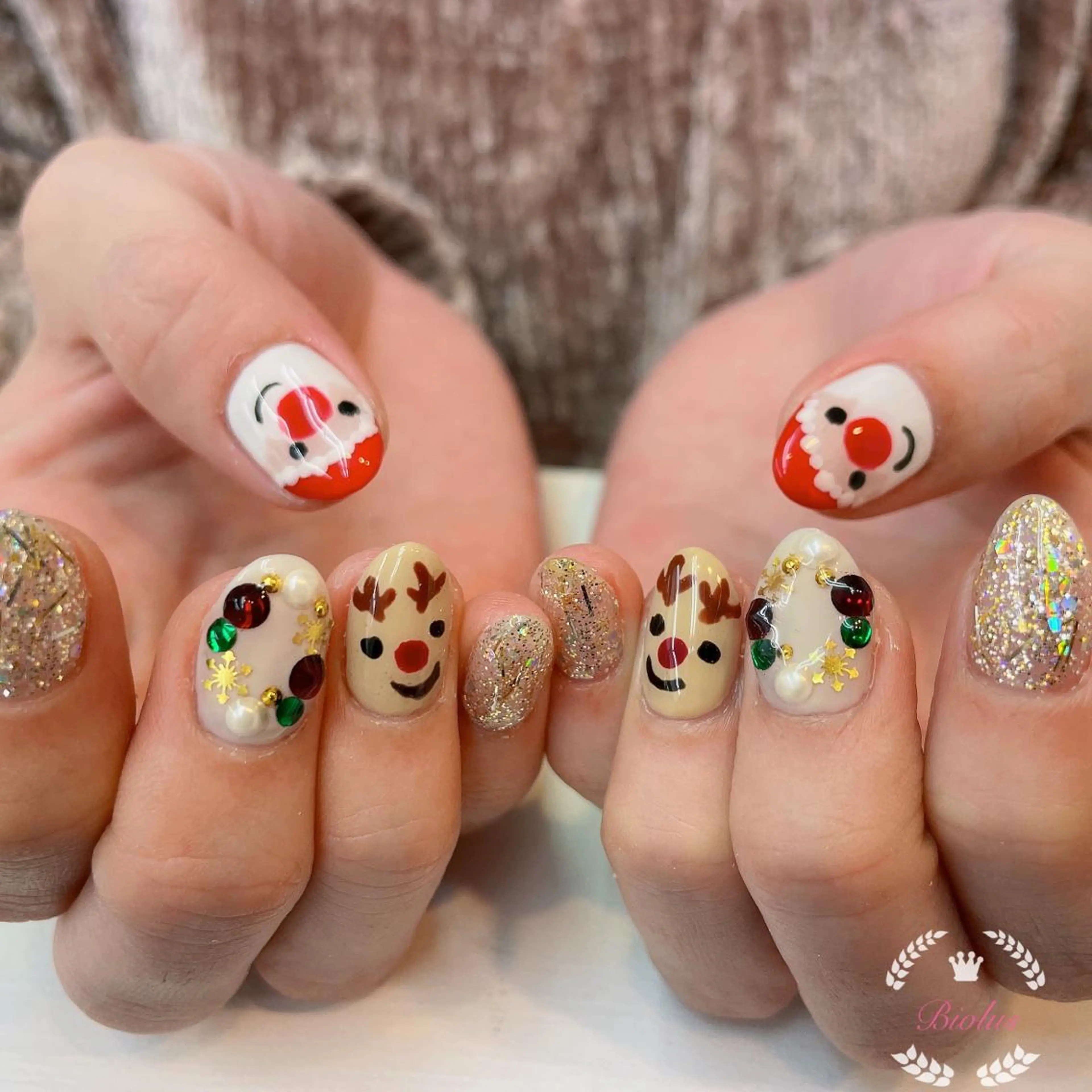 ネイル 持ち込み 冬ネイル クリスマス vimore ネイルサロンのネイルデザイン