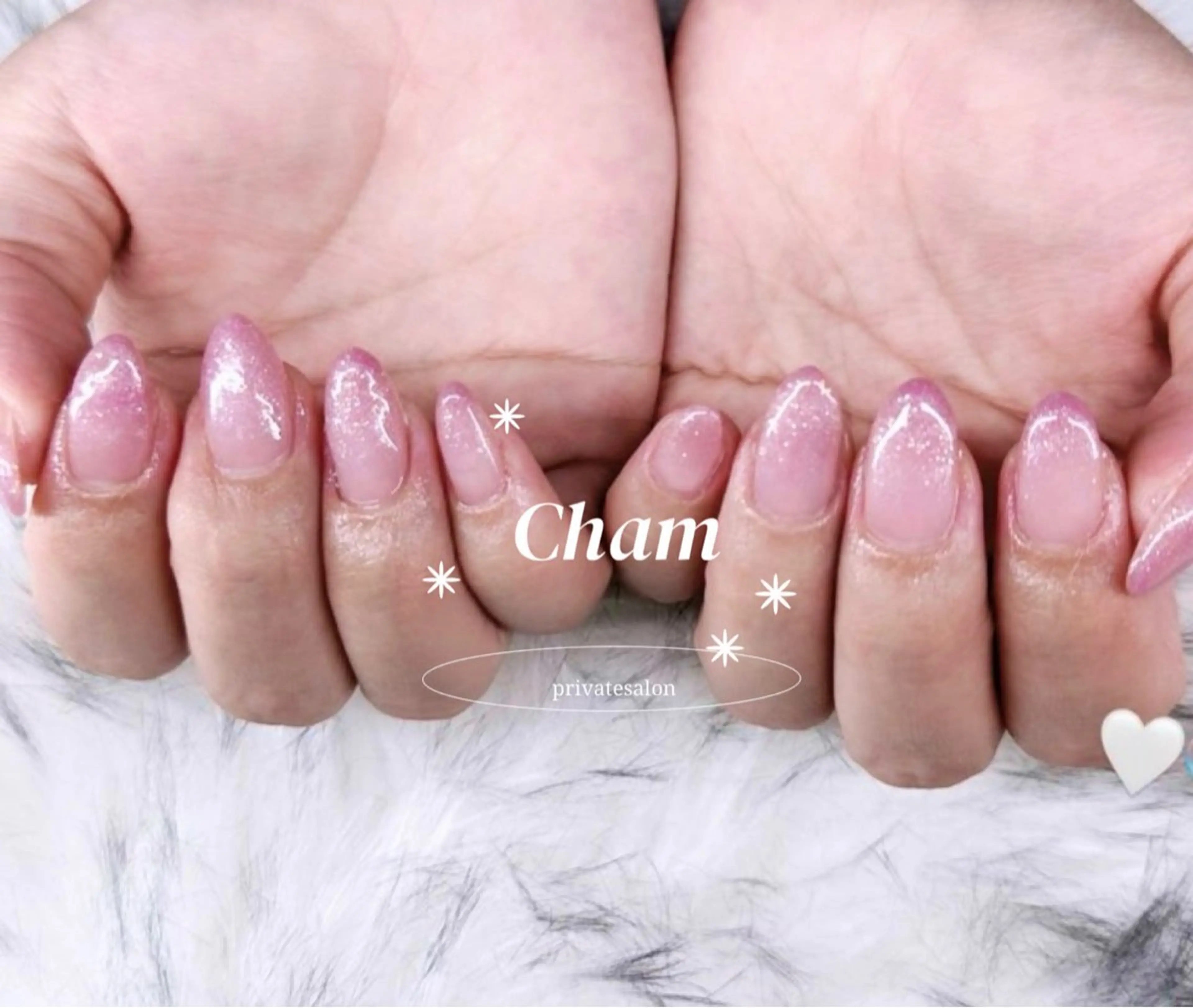 ネイル ラメ(グリッター) ピンク Cham Haruneのネイルデザイン