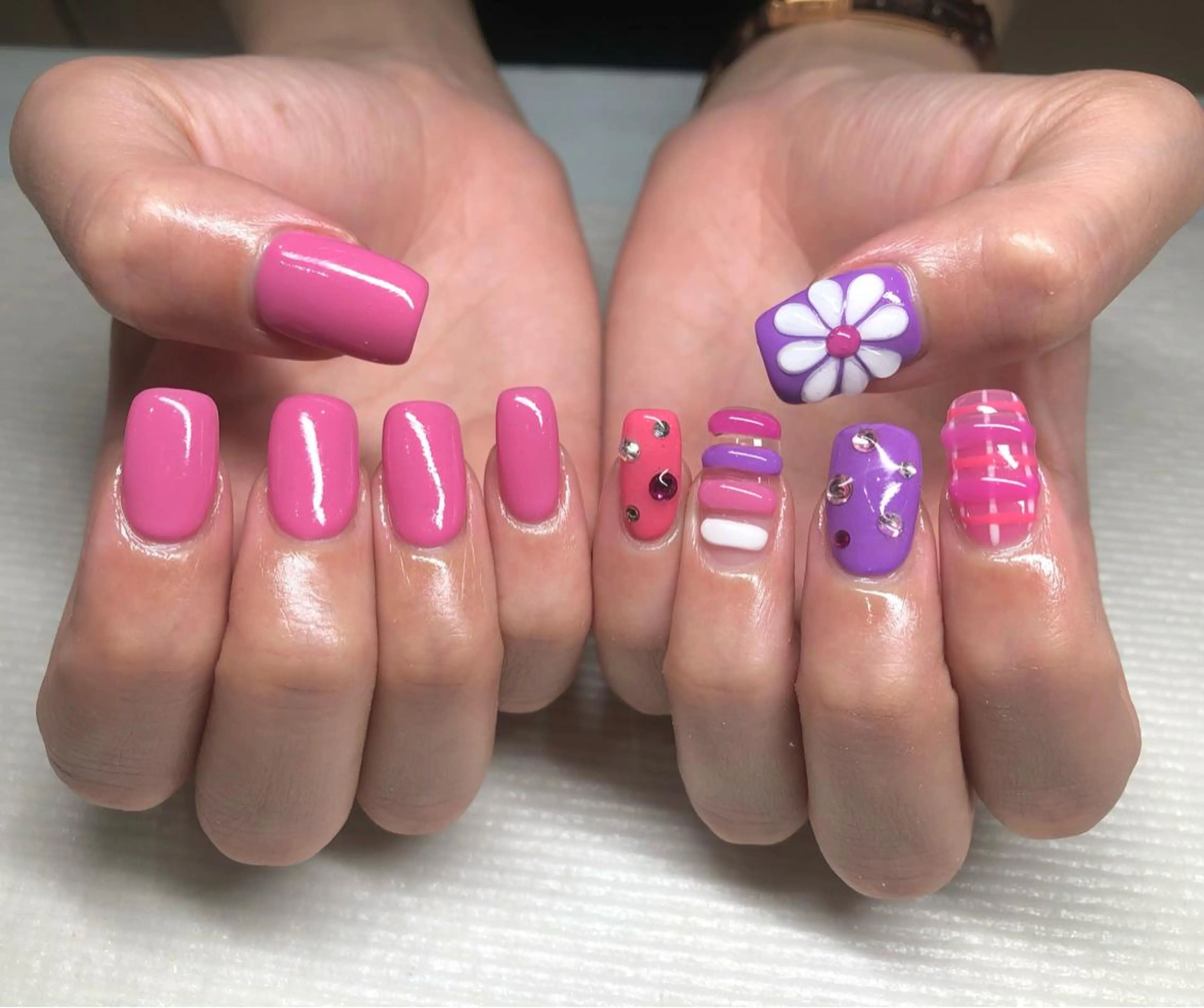 ネイル 持ち込み ピンク ぷっくりネイル スカルプネイル いちじゅう あおいのネイルデザイン