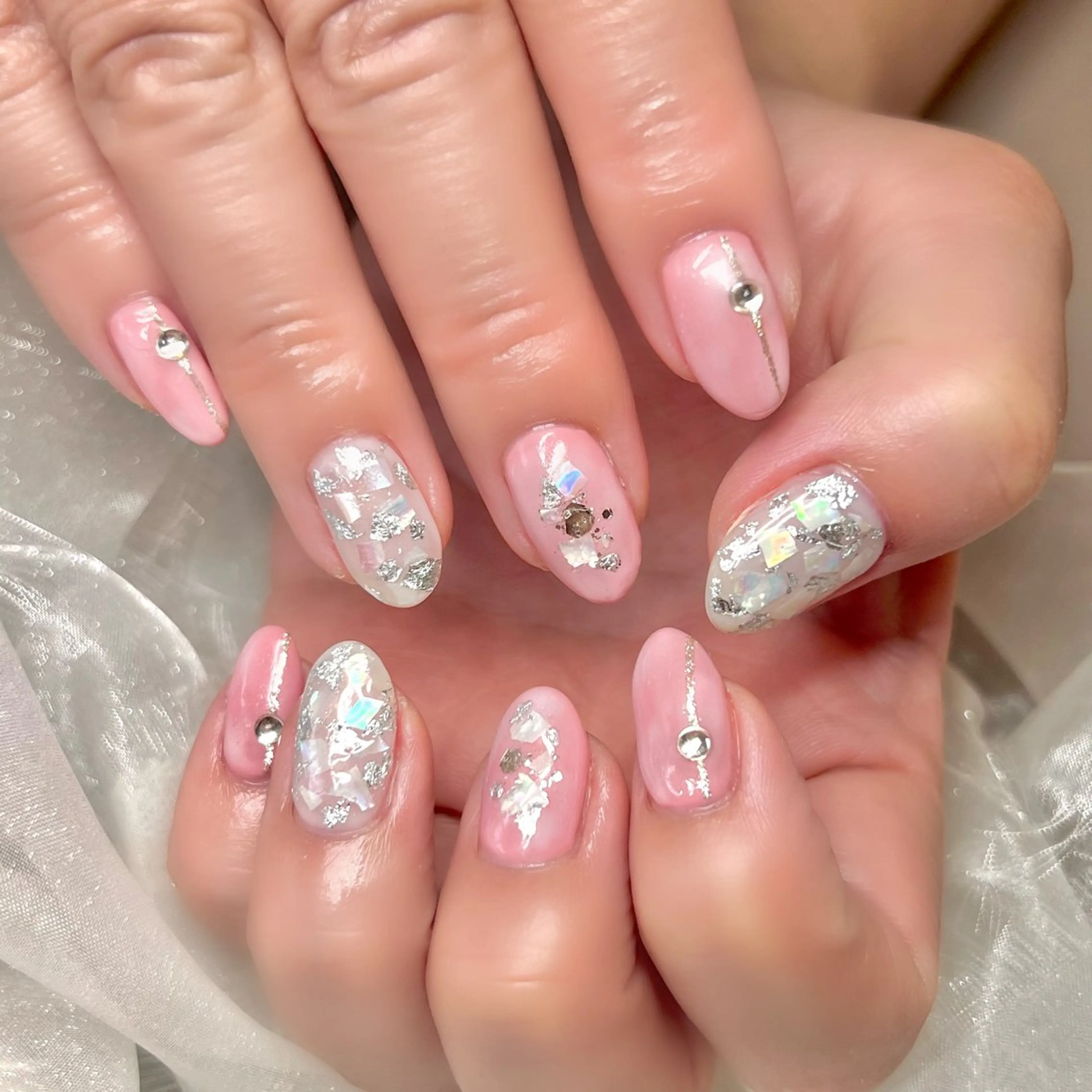 ネイル アートネイル オーロラネイル ジェルネイル 韓国ネイル ロングネイル ハンドネイル clover nailのネイルデザイン