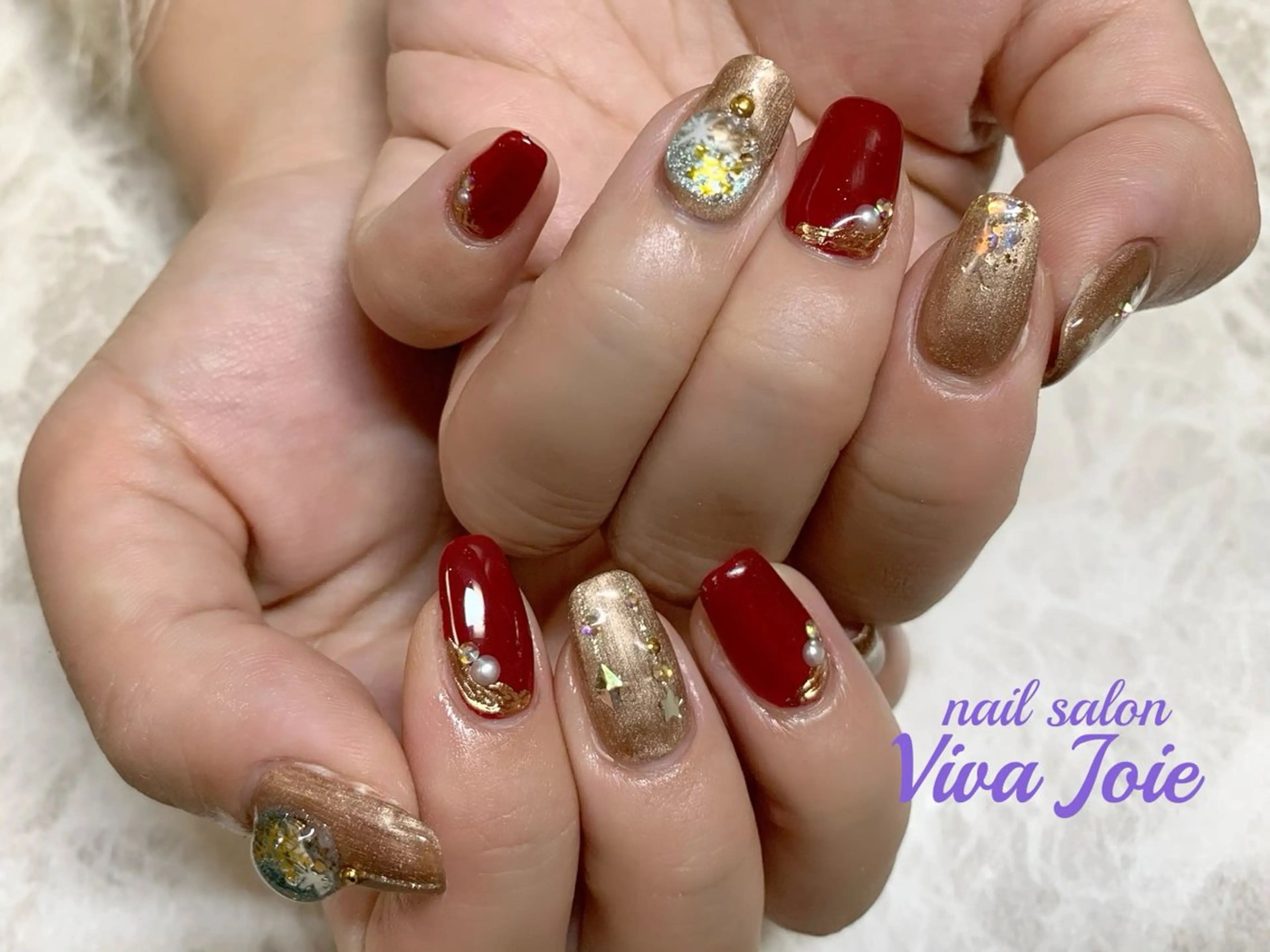 ネイル ジェルネイル 冬ネイル クリスマス ハンドネイル Viva Joie所属・Viva Joieのネイルデザイン