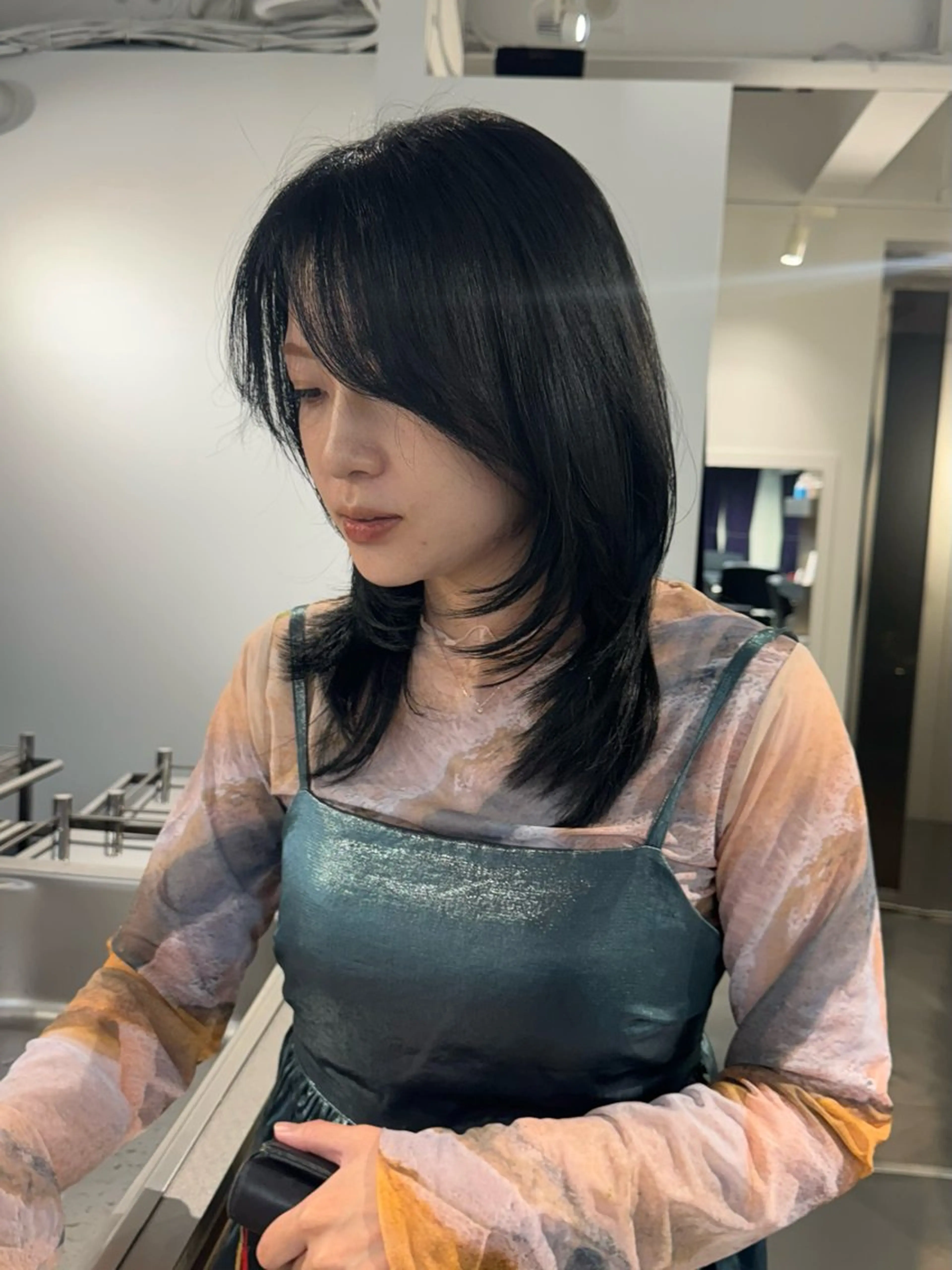 ミディアム カラー カット ヘアカラー 透明感/レイヤー カット🎀Maco.のヘアスタイル