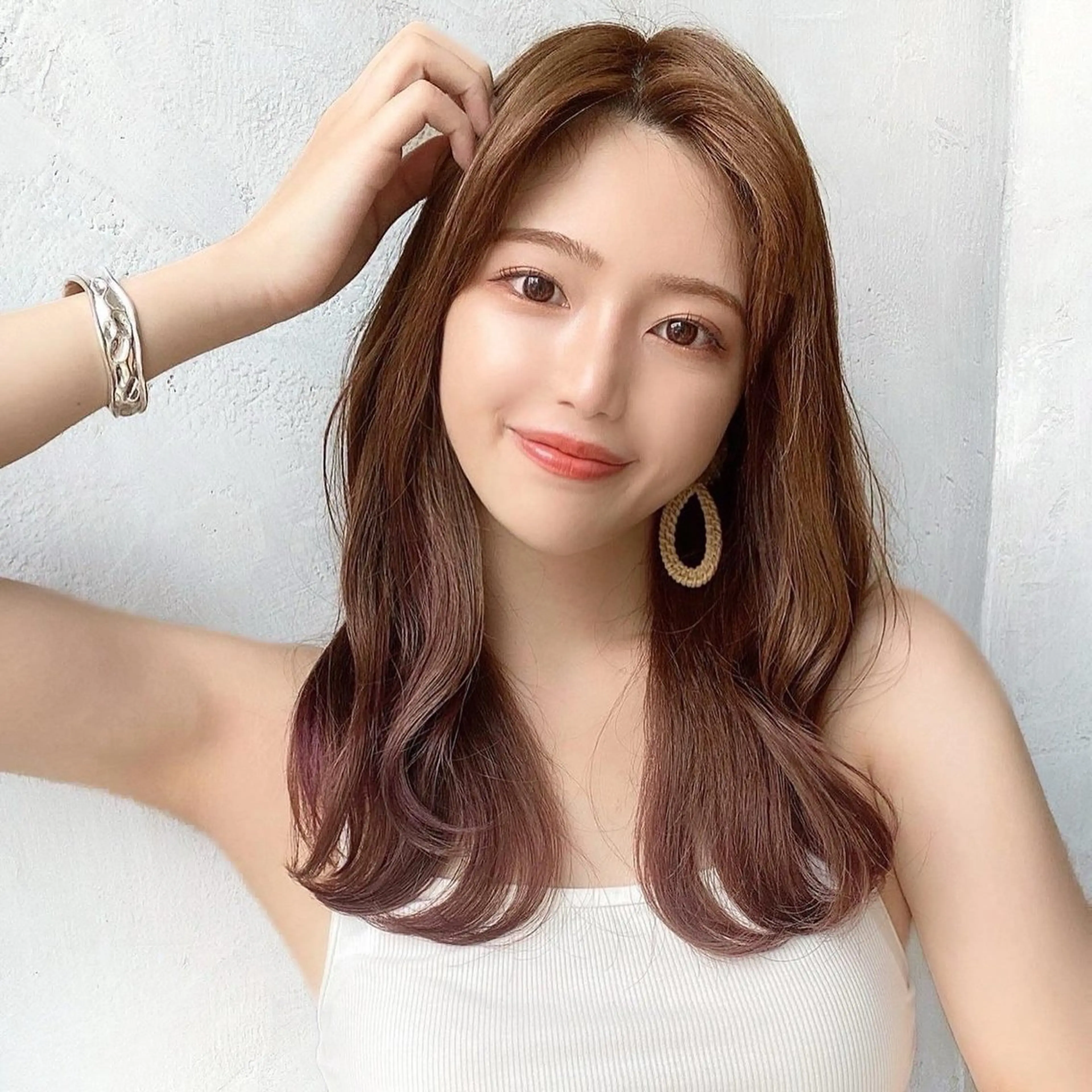 セミロング カラー ベージュカラー ブラウンカラー ブラウンベージュ くびれヘア 顔周りカット カット ヘアカラー トリートメント 顔周り/くびれヘア 韓国ヘア💕風間るなのヘアスタイル