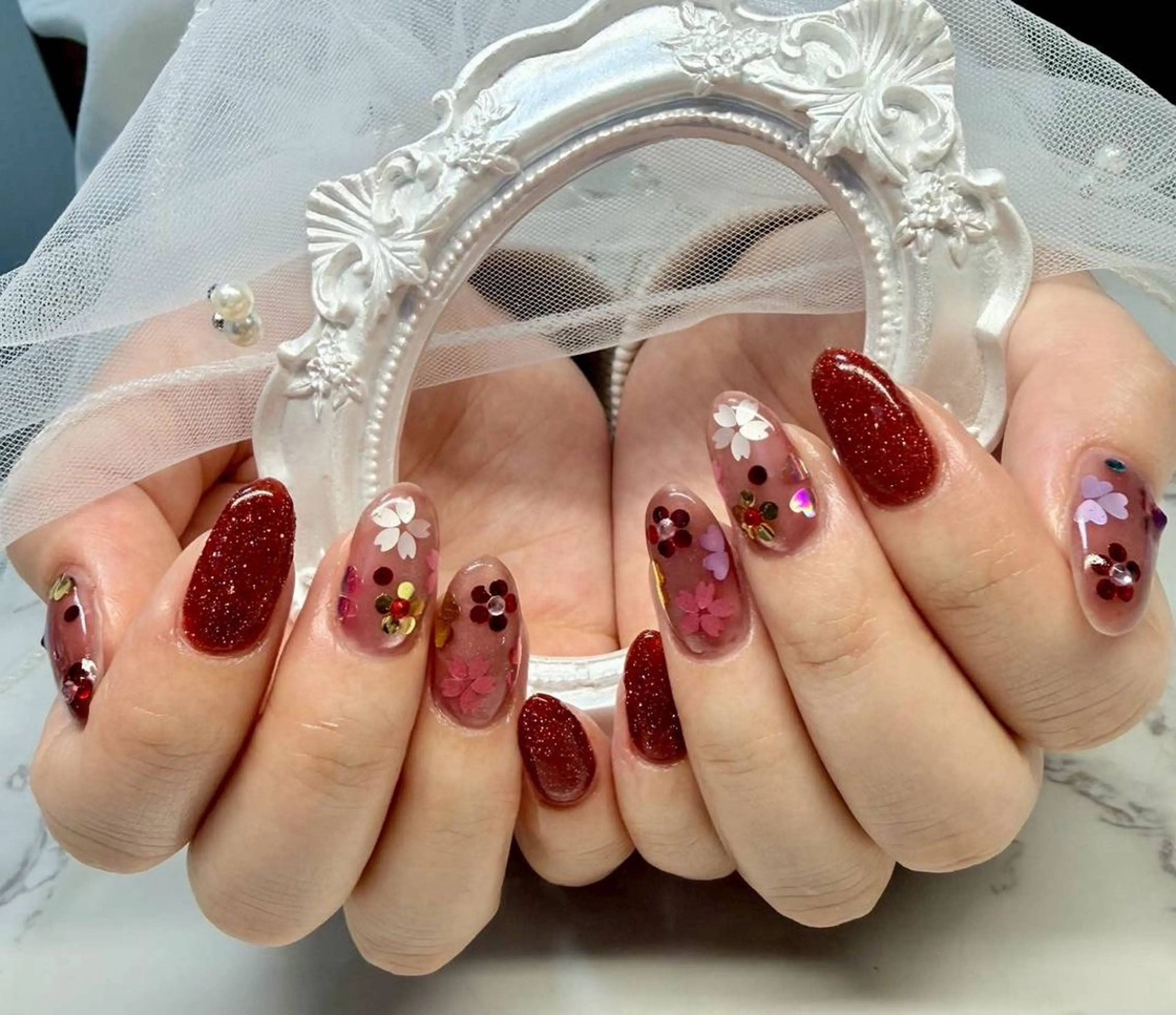 ネイル アートネイル チークネイル フラッシュネイル フラッシュマグ フレンチネイル M.N_ nailのネイルデザイン