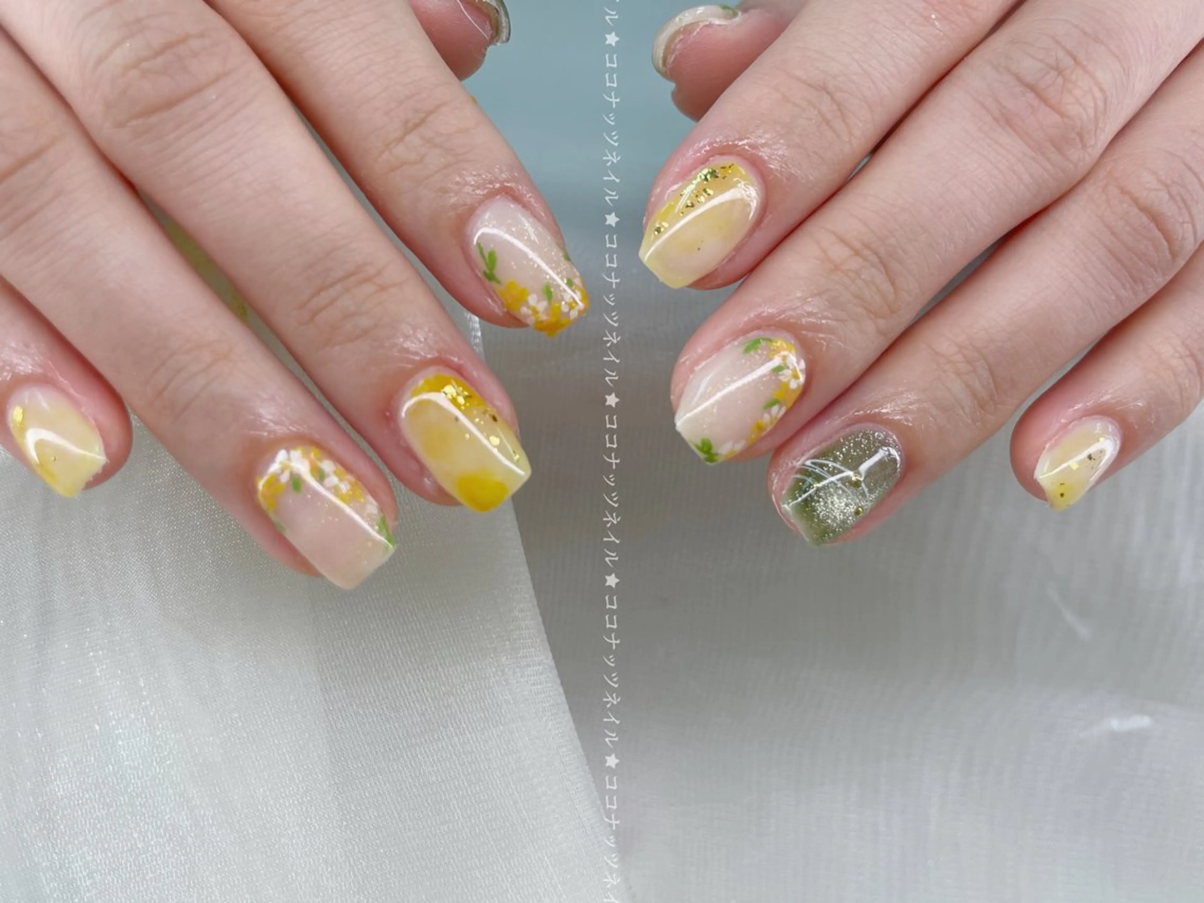 ネイル べっ甲ネイル フレンチネイル キラキラネイル マグネットネイル 大理石ネイル(マーブル) ハンドネイル 神田 ココナッツのネイルデザイン