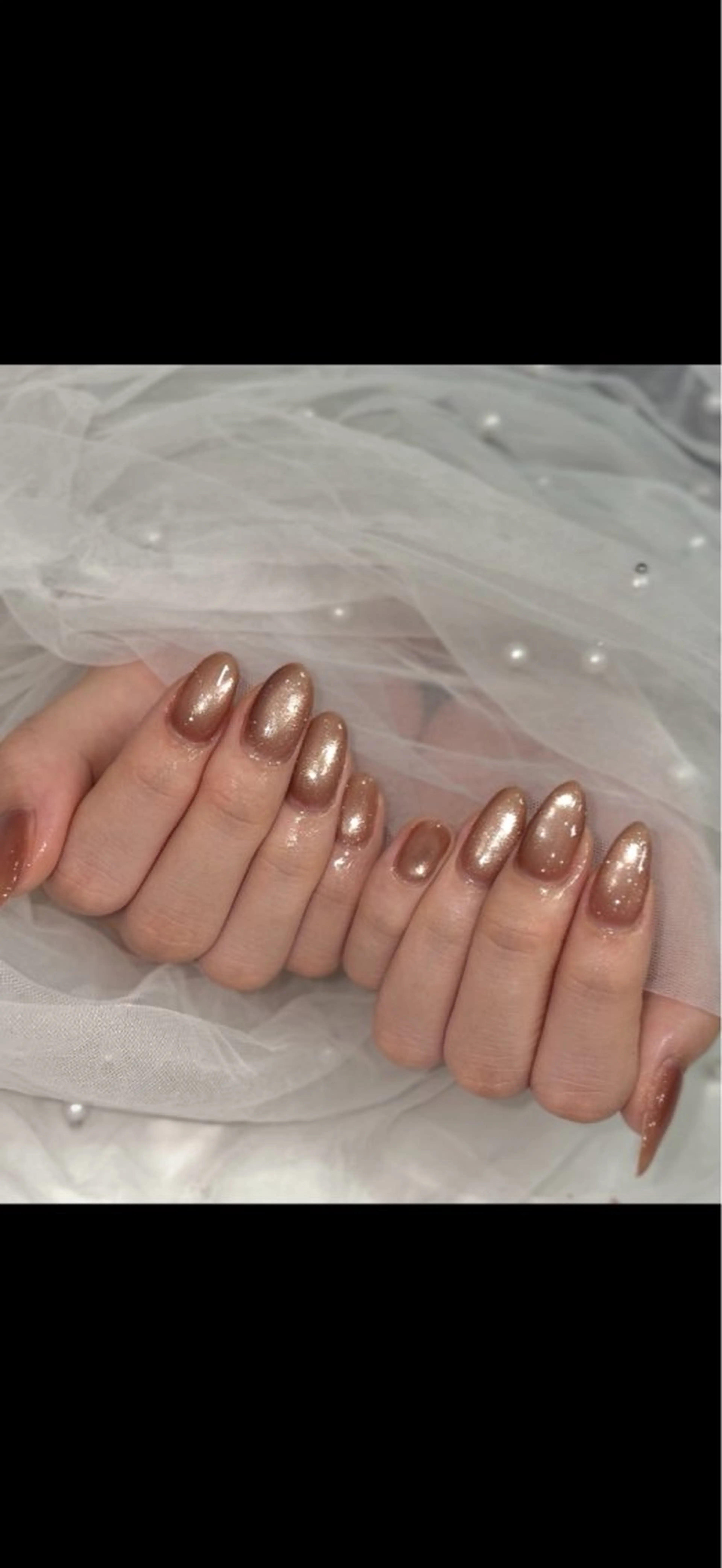 ネイル ブラウン 氷ネイル・うるうるネイル マグネットネイル オフィスネイル ワンカラーネイル ハンドネイル Total Beauty Salon  Bear所属・Salon Bear Chiiのネイルデザイン