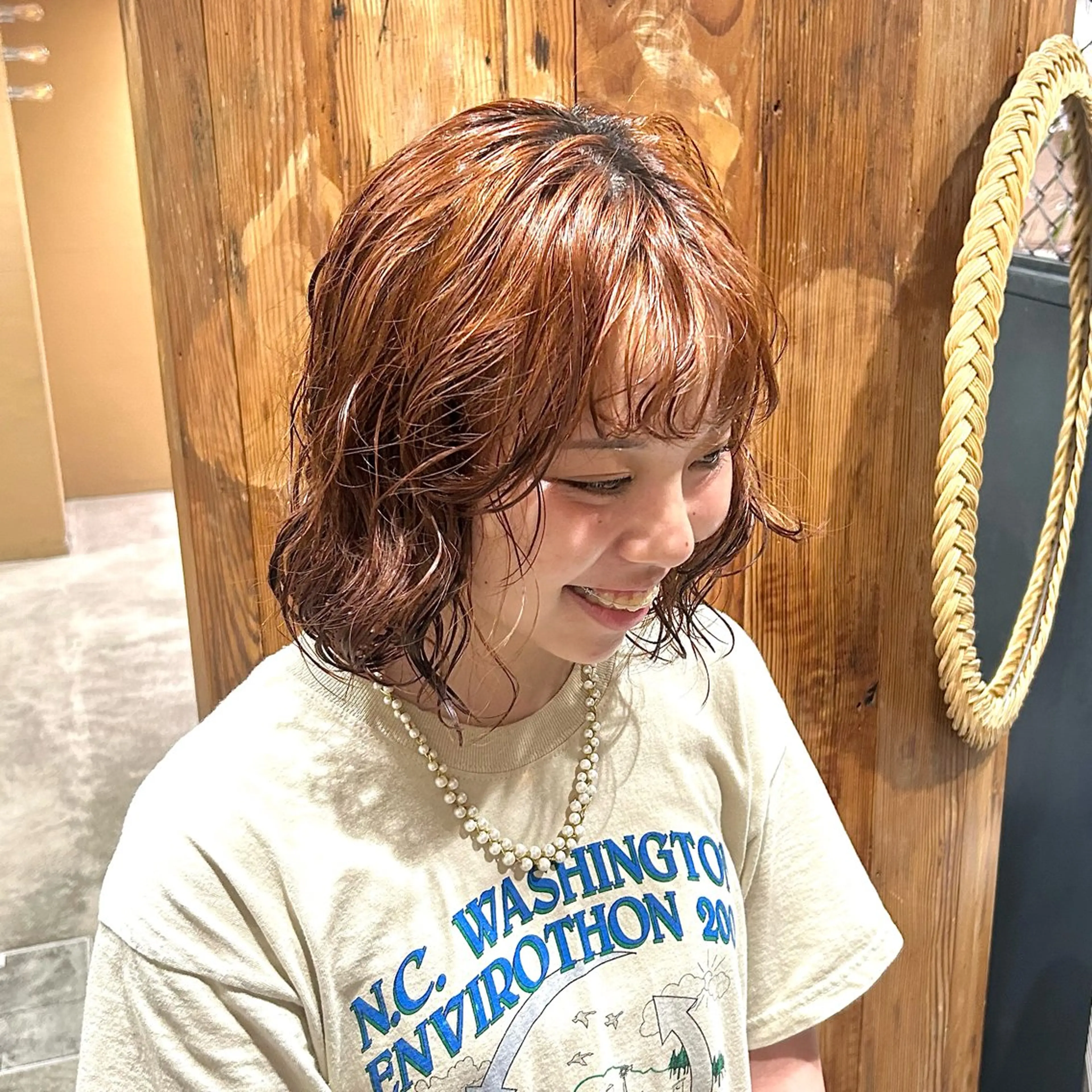 ショート パーマ カット パーマ ボブレイヤー/ ブリーチ/miyuuのヘアスタイル