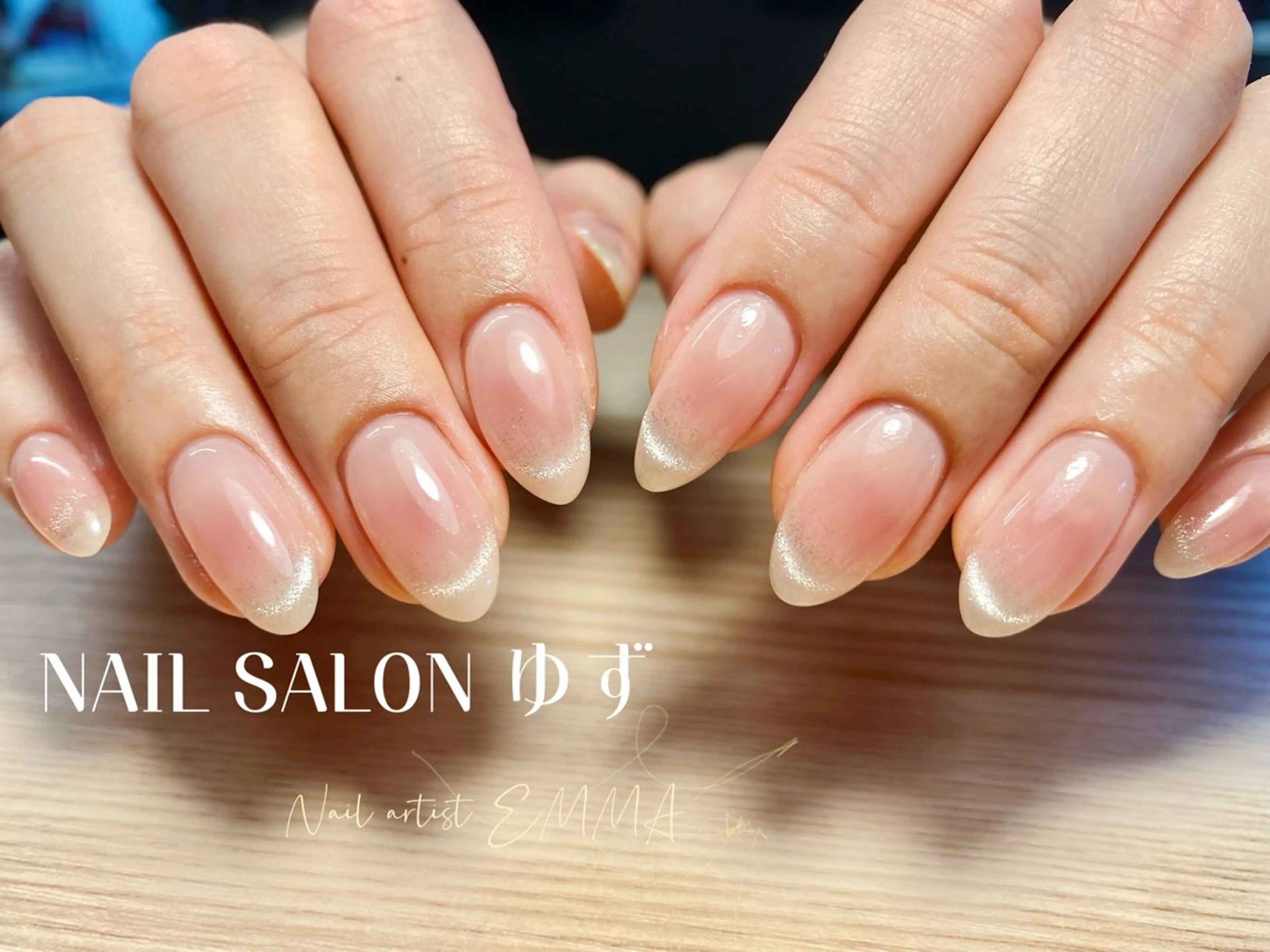 ネイル チークネイル フレンチネイル 韓国ネイル マグネットネイル ピンク ハンドネイル 花澤 ネイルサロンのネイルデザイン