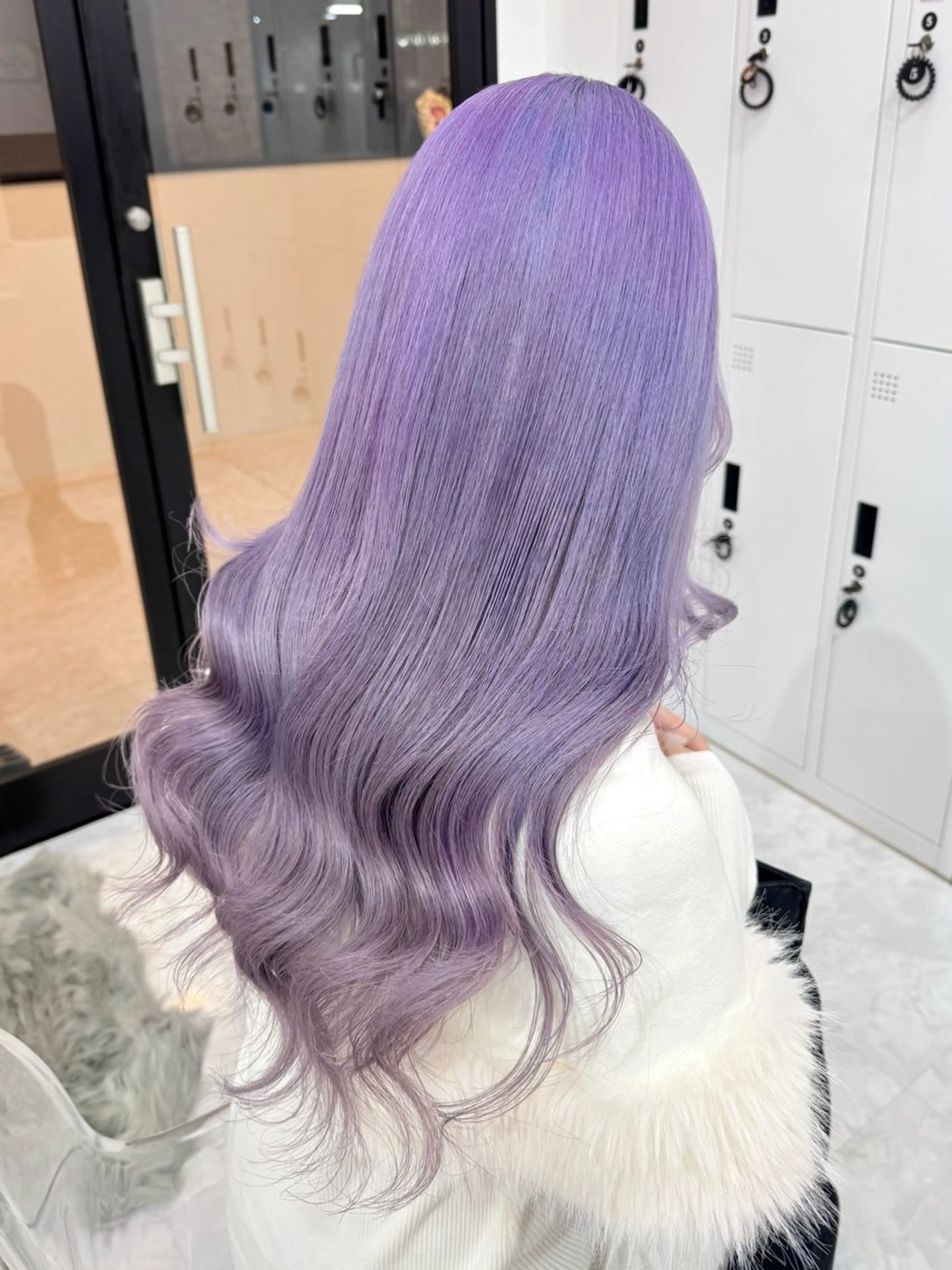 ロング カラー パーマ ヘアアレンジ メンズ キッズ メンズブリーチ ブリーチ パープルカラー ヘアカラー トリートメント ✨艶ハイトーン/ 💗モモ໒꒱のヘアスタイル
